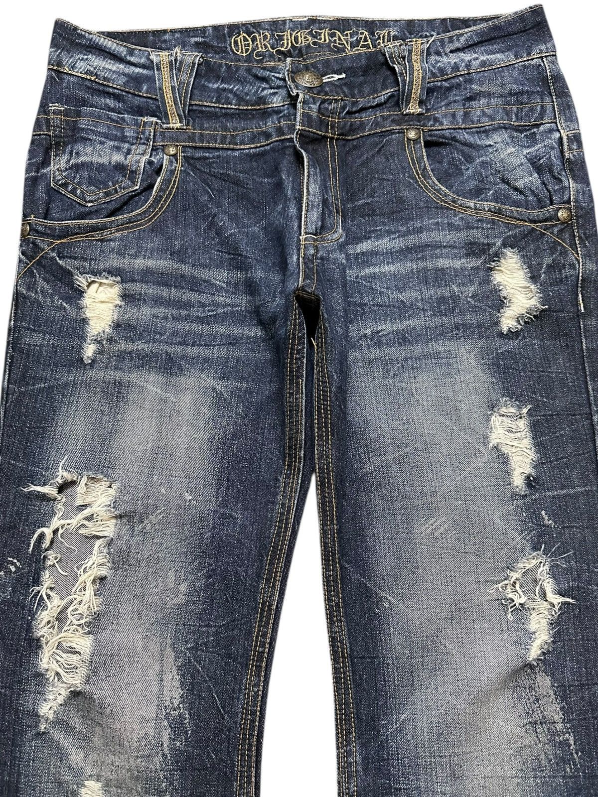 Dr. Collectors Vintage Japanese Brand Flare Comb Grunge Distressed Denim Size US 34 / EU 50 - 2 Thumbnail