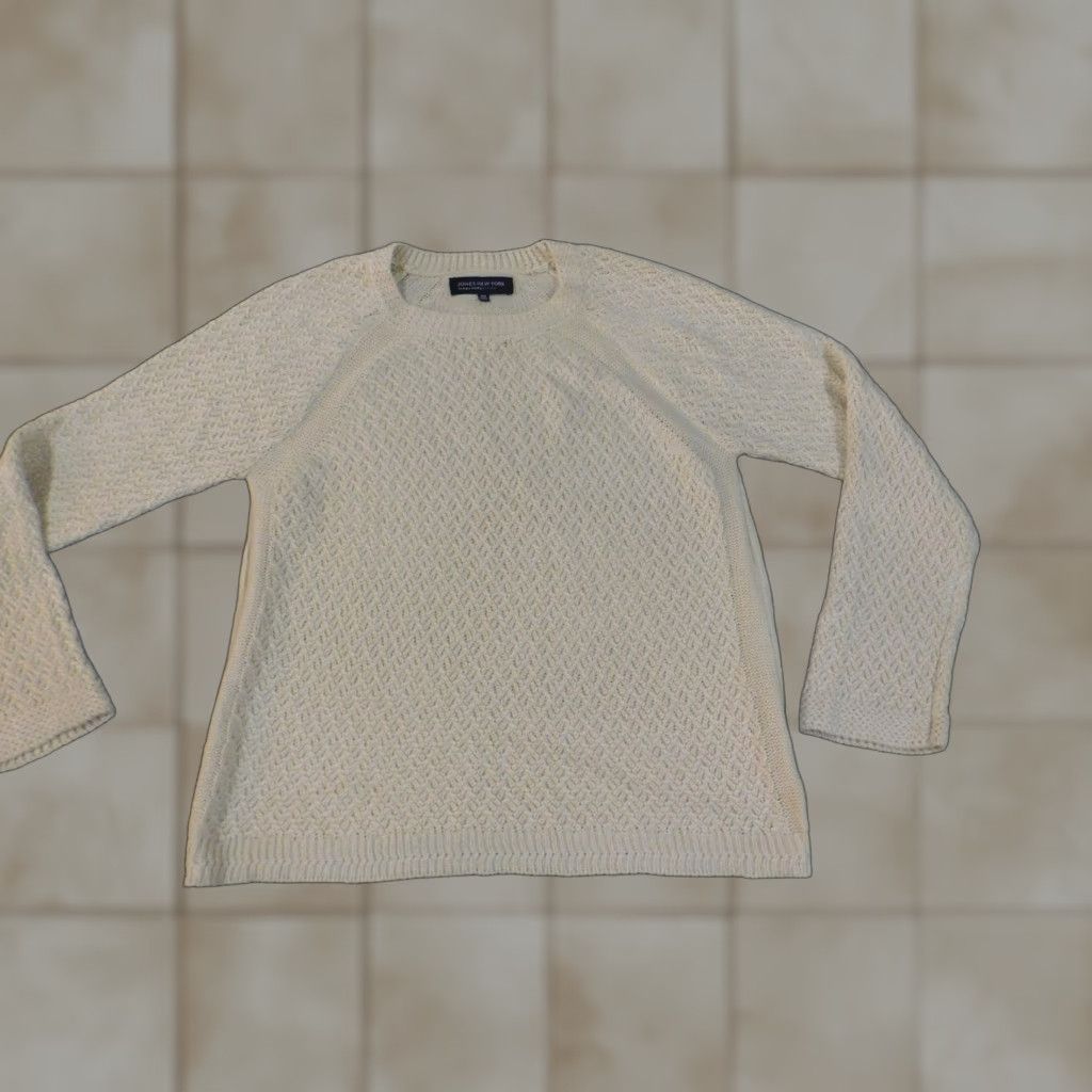 Jones New York Jones New York Sweater Womens Petite Medium Beige Crew Neck Pullover Knit Open-Knit Raglan Sleeve Acrylic Modern Size M / US 6-8 / IT 42-44 - 1 Thumbnail
