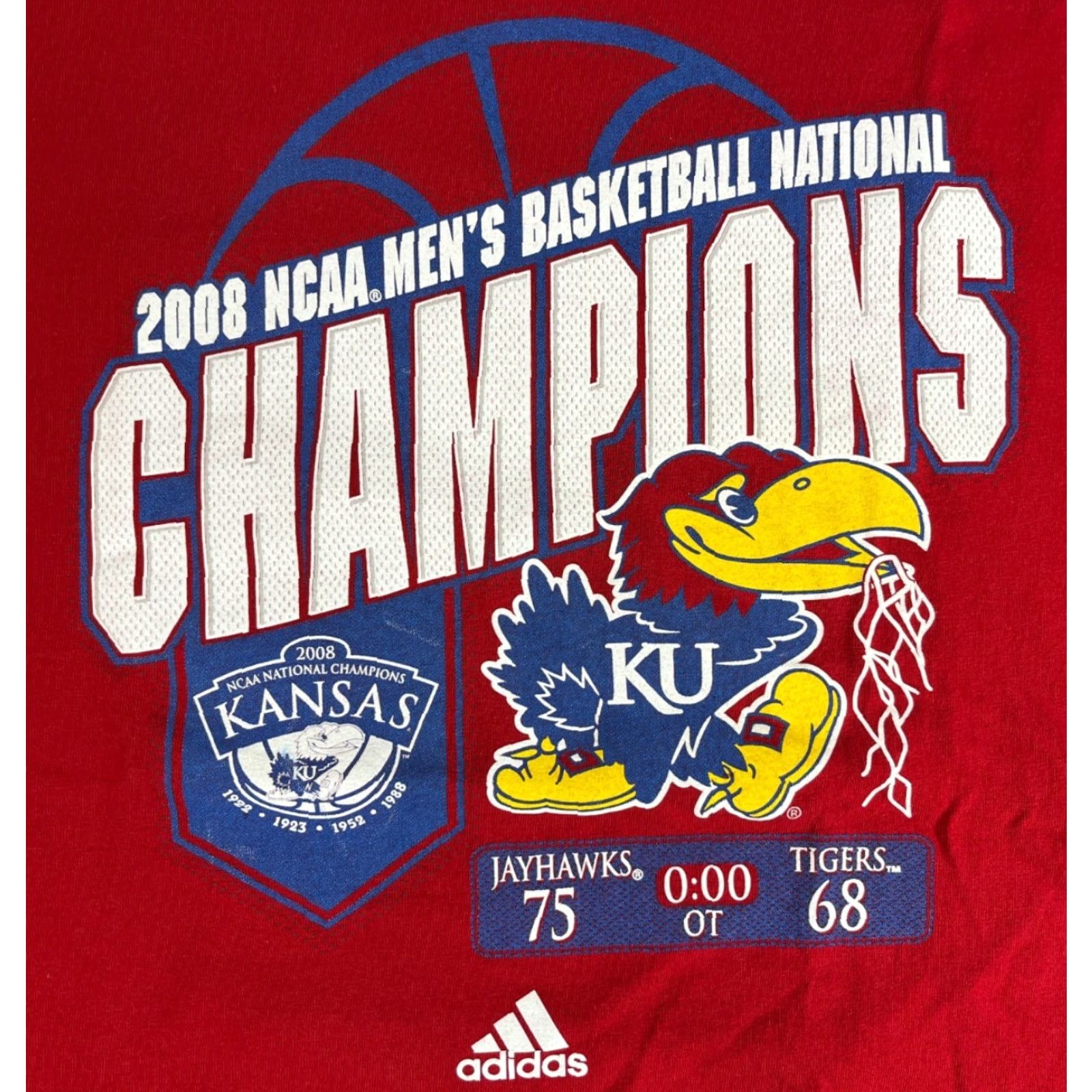 Adidas Adidas Kansas Jayhawks 2008 NCAA Men's Basketball Champions T-Shirt Sz M Size US M / EU 48-50 / 2 - 3 Thumbnail