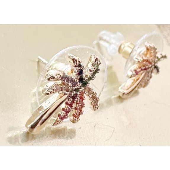 Handmade Palm Tree Earrings Rhinestones Posts 0. 25 in L New Cruise I Size ONE SIZE - 4 Thumbnail