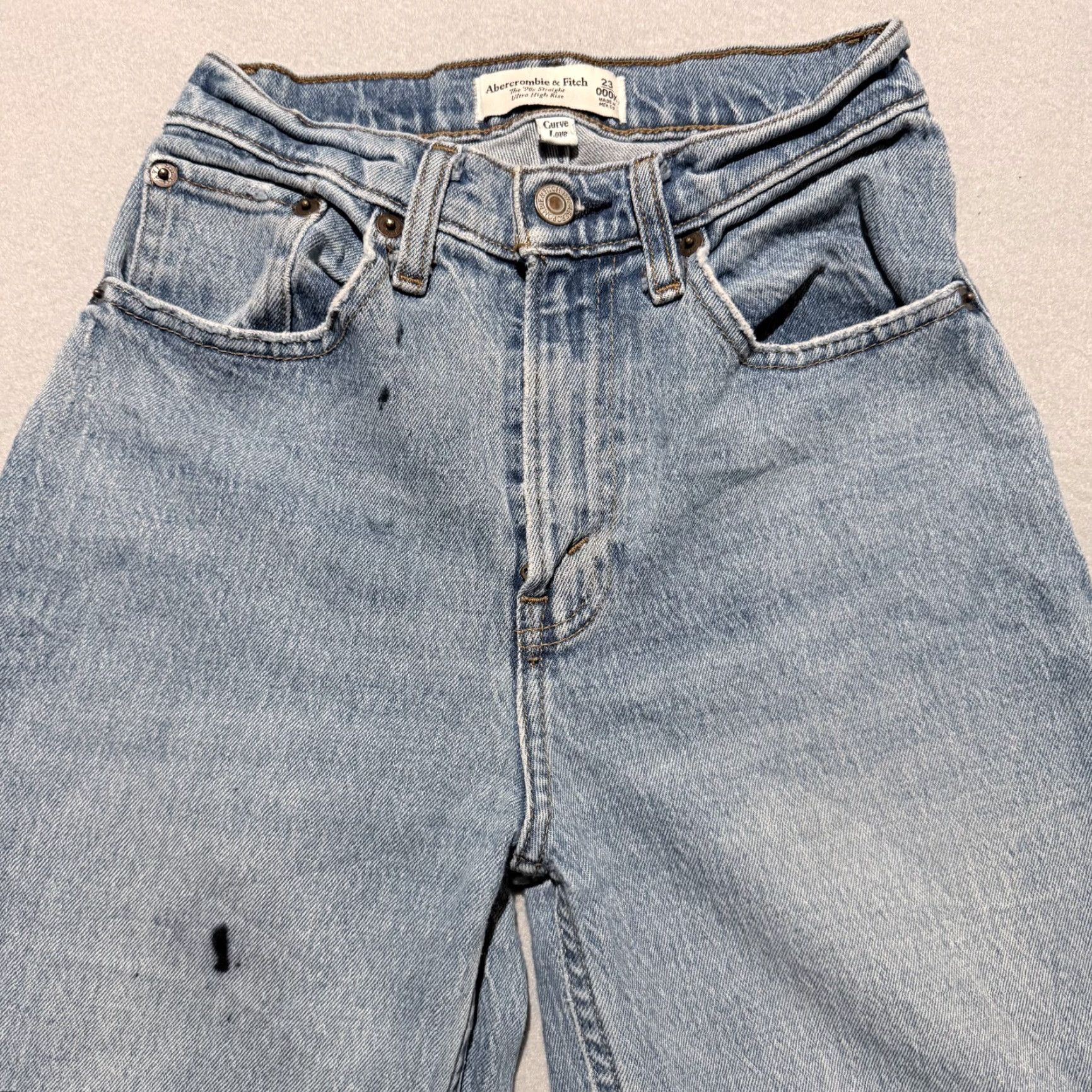 Abercrombie & Fitch Abercrombie & Fitch Curve Love Jeans Women's 90s Ultra High Rise Straight Blue 23 - Adult Regular Size Size 40" / US 18 - 3 Thumbnail