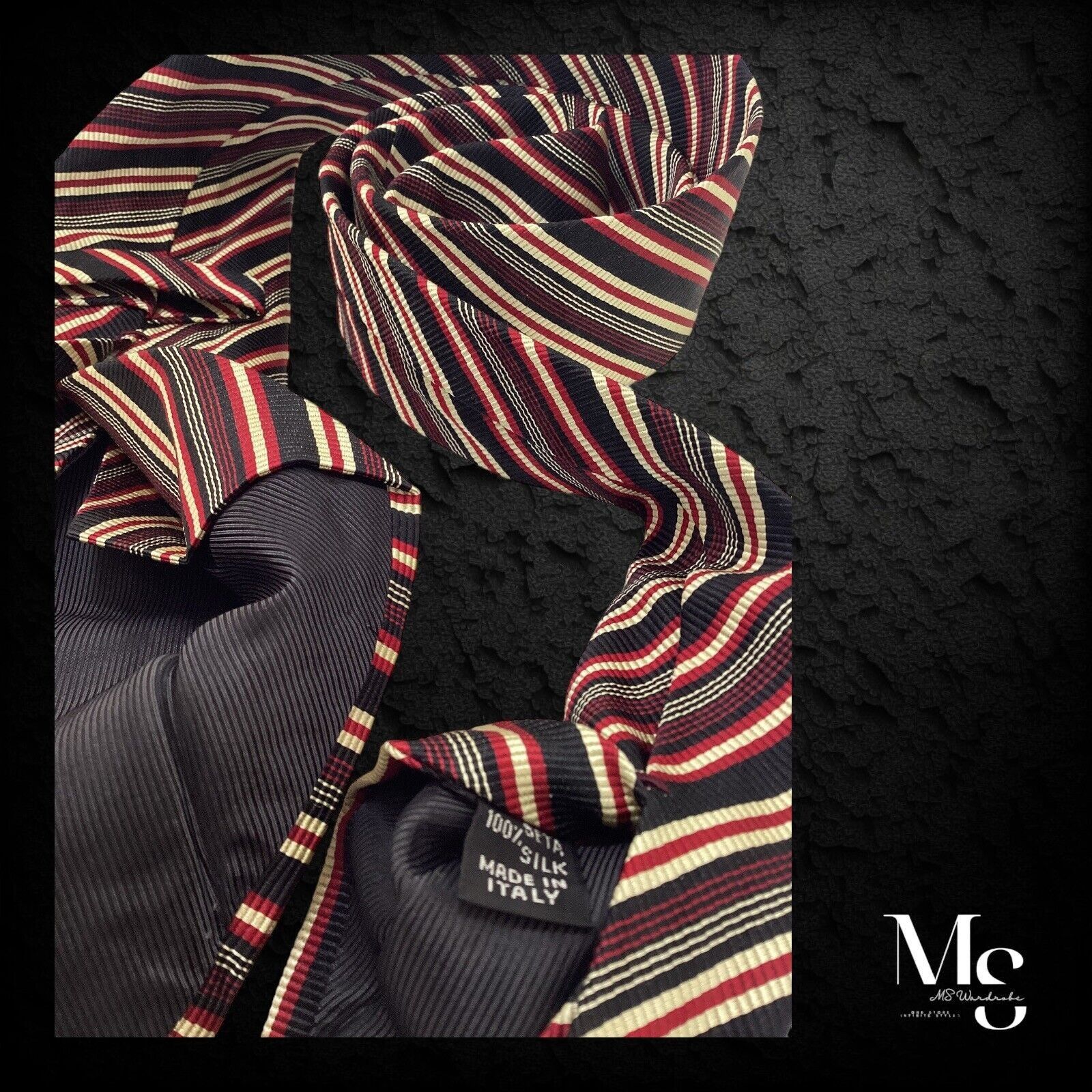 Kiton KITON NAPOLI 7Fold Burgundy Striped Silk Tie Made In Italy W Size ONE SIZE - 4 Thumbnail