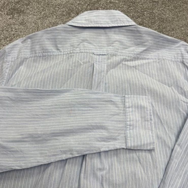 Vintage JACK SPADE Men's Dress Shirt 2XL Blue White Striped Cotton Casual Workwear Size 48R - 4 Thumbnail