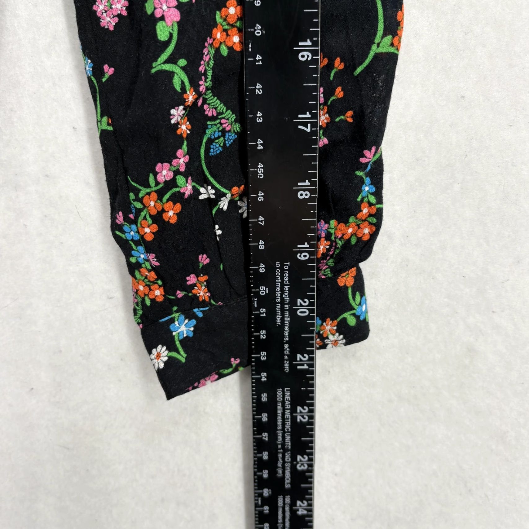 Vintage Maeve Anthropologie Shirt Womens XS Black Floral Rayon Button Front Boho Blouse Size XS / US 0-2 / IT 36-38 - 7 Thumbnail