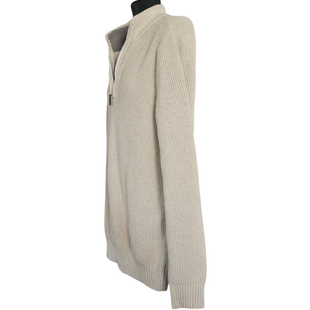 Izod Izod Men's Size Large Cream Gray Sherpa Collar 1/4 Zip Pullo Size US L / EU 52-54 / 3 - 4 Thumbnail