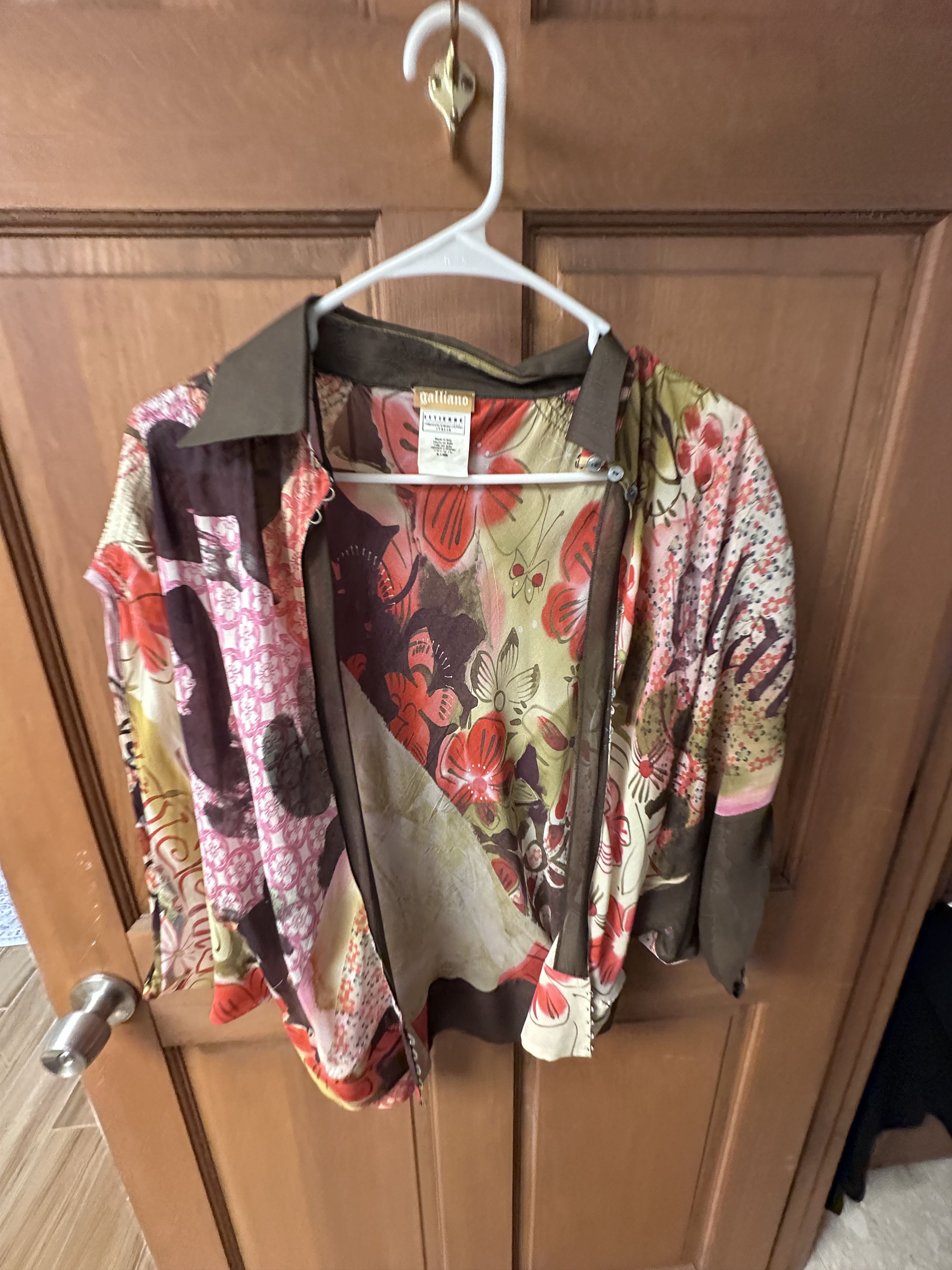 John Galliano Galliano Women's Sheer Floral/butterfly abstract blouse Size XXS / US 00 / IT 34 - 2 Thumbnail