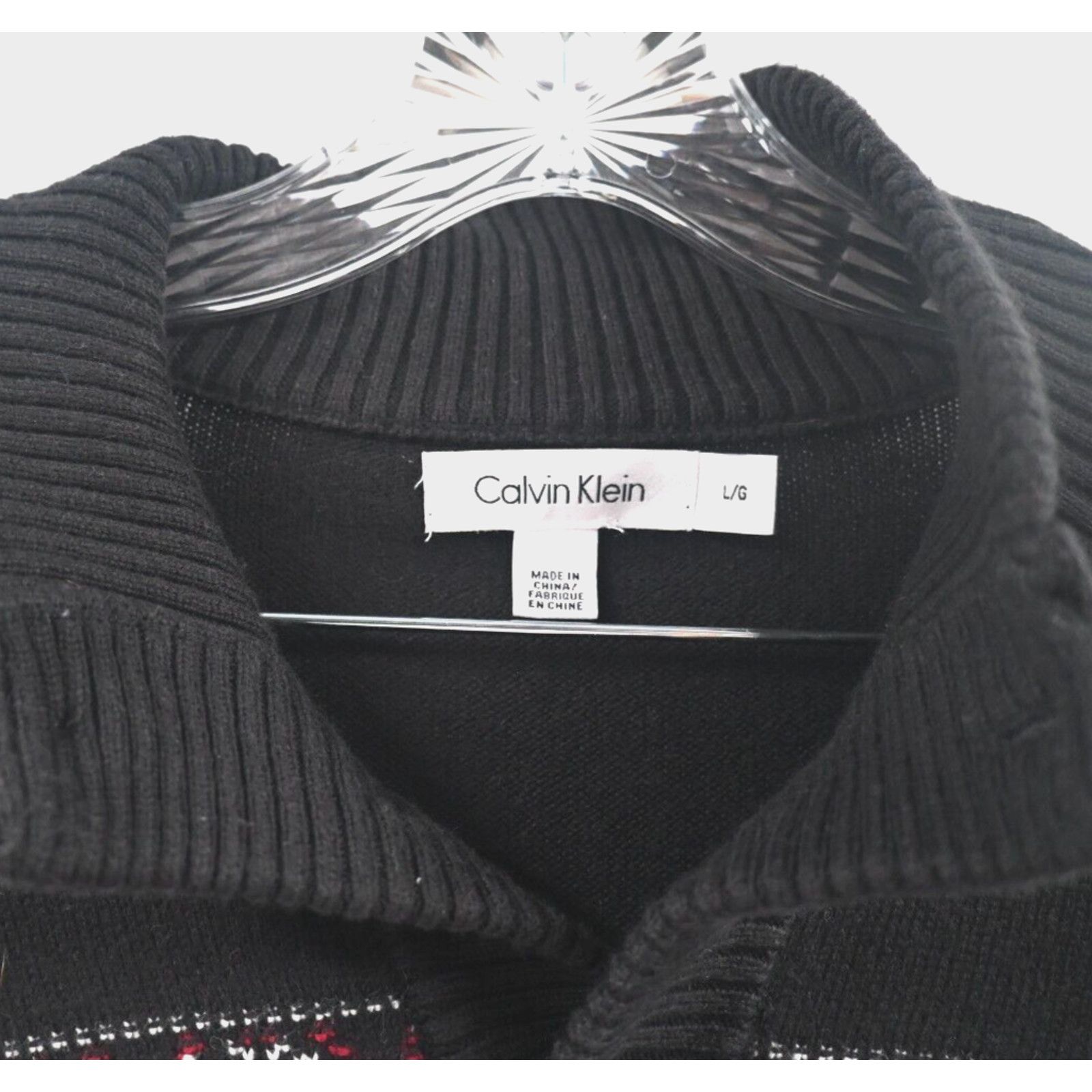 Calvin Klein Vintage Calvin Klein Black Pattern Sweater Button Collar L Size US L / EU 52-54 / 3 - 4 Thumbnail