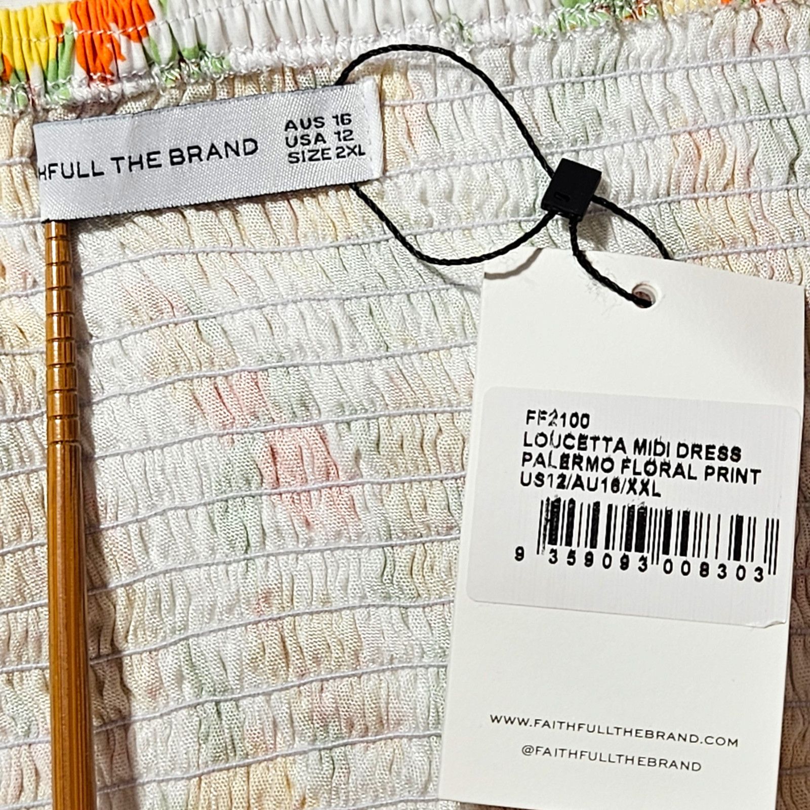FAITHFULL NWT Faithfull the Brand Loucetta Midi Dress Sz. 12 White Size XL / US 12-14 / IT 48-50 - 8 Thumbnail