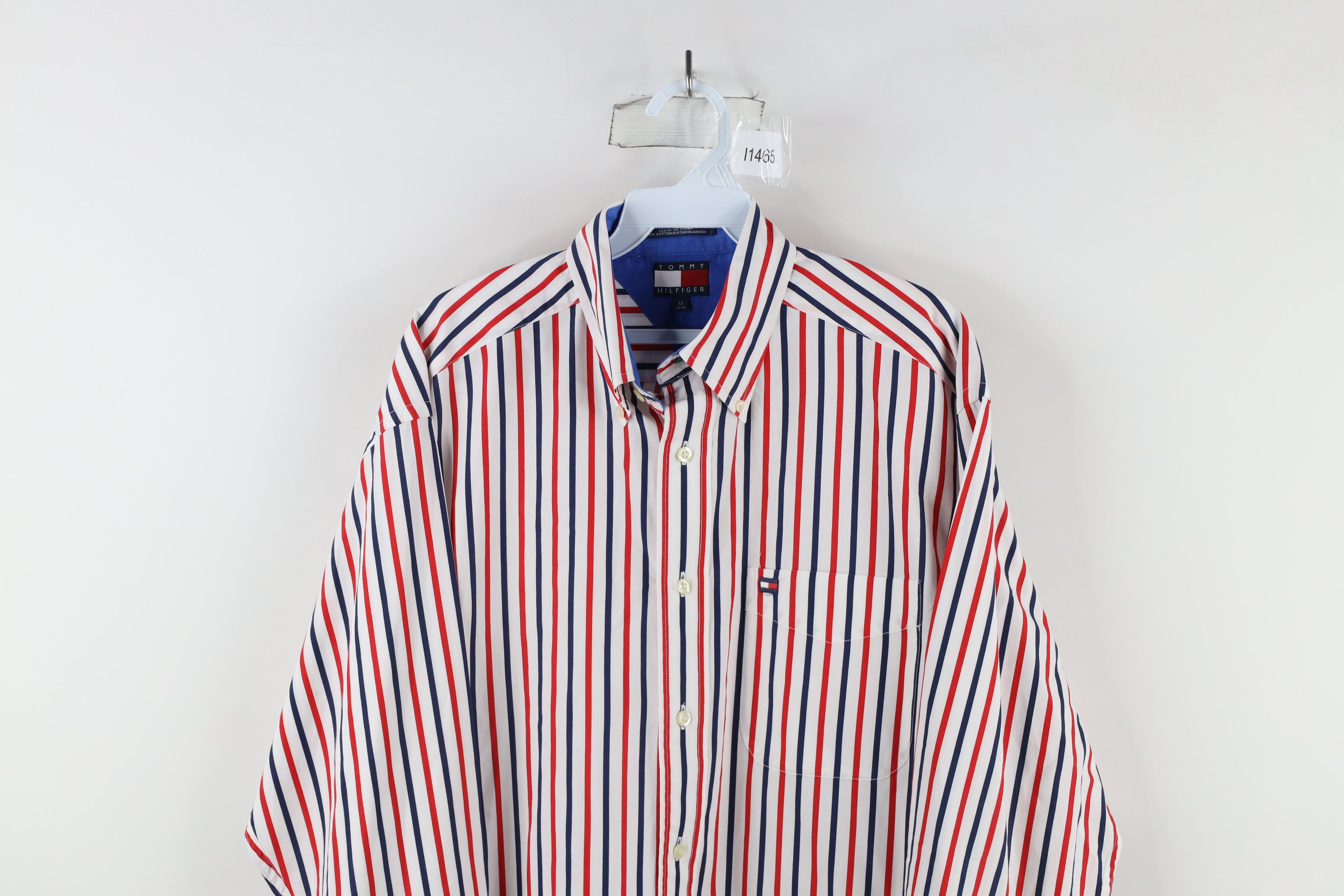Tommy Hilfiger × Vintage Vintage 90s Tommy Hilfiger Block Collared Button Down Shirt Size US M / EU 48-50 / 2 - 2 Thumbnail