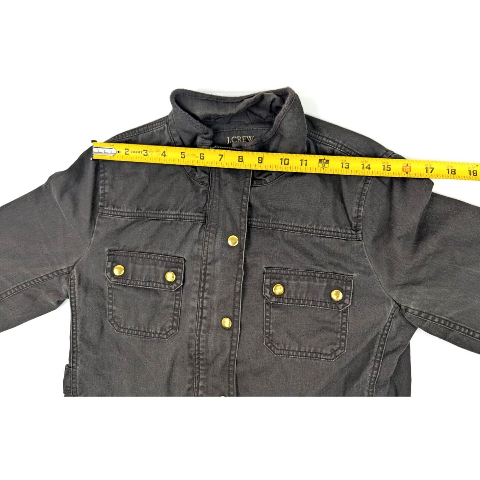 J.Crew J. Crew Field Jacket M Olive Green Cotton Relaxed Boyfriend w Gold Snaps Women Size M / US 6-8 / IT 42-44 - 7 Thumbnail