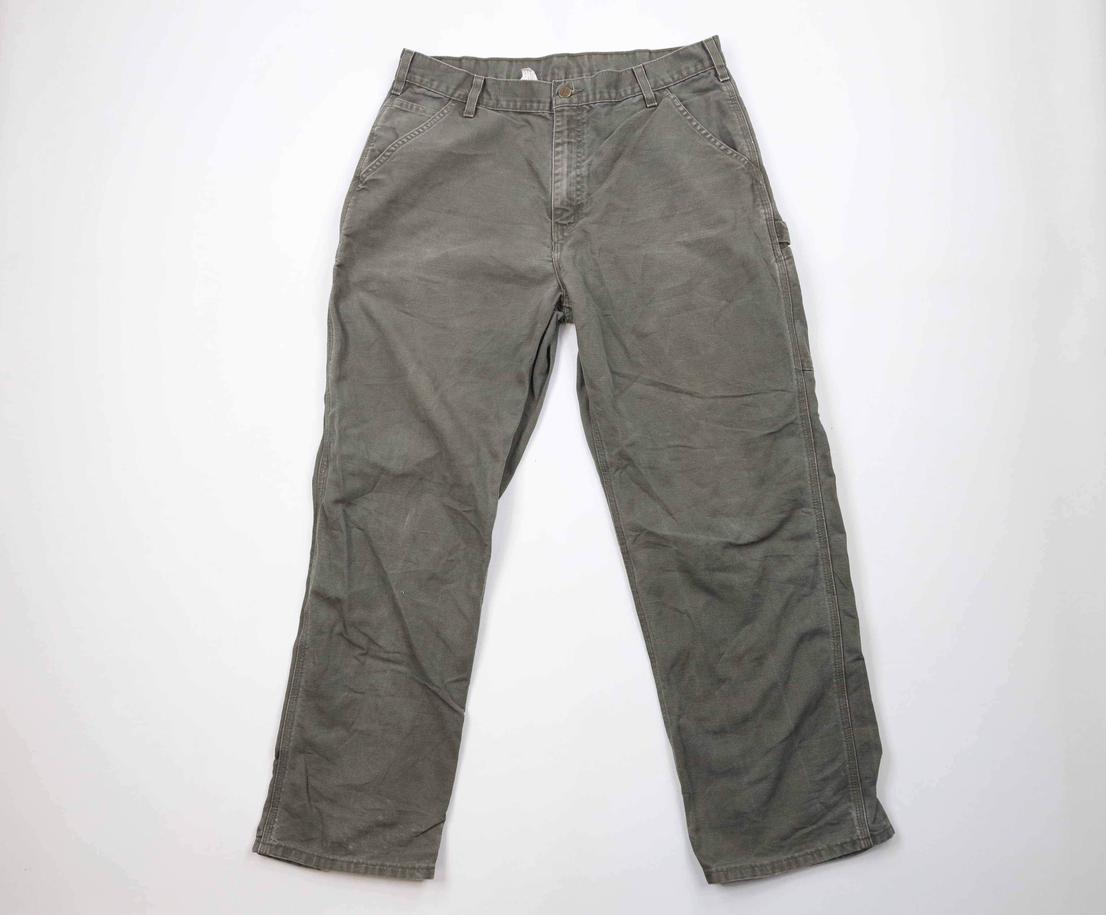 image of Y2K Carhartt Out Wide Leg Dungaree Pants Moss Green, Men's (Size 36)