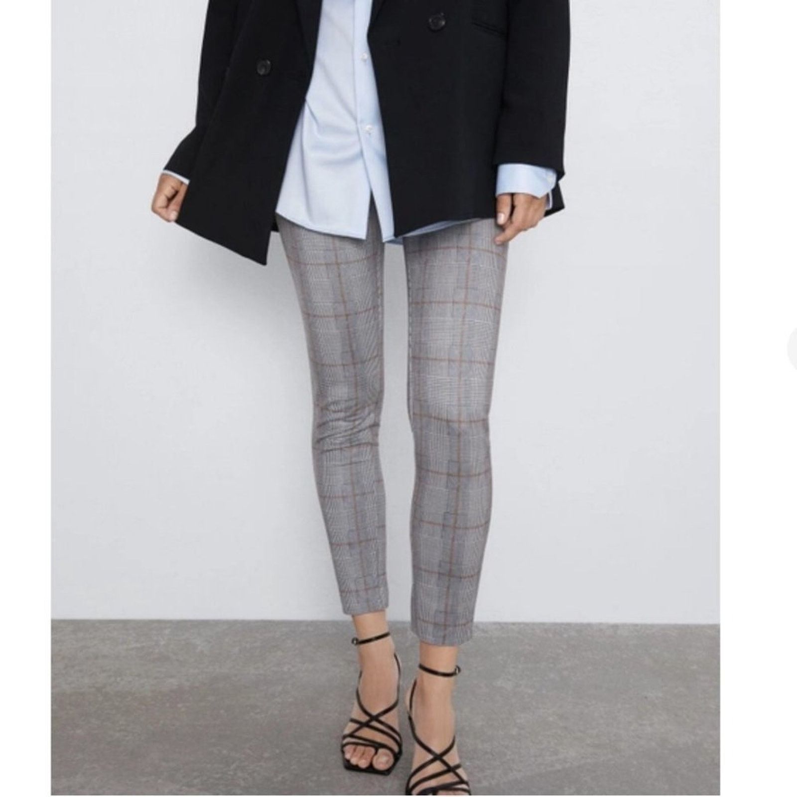 Zara Zara Checkered Mid Rise Leggings Size 27" / US 4 / IT 40 - 2 Thumbnail