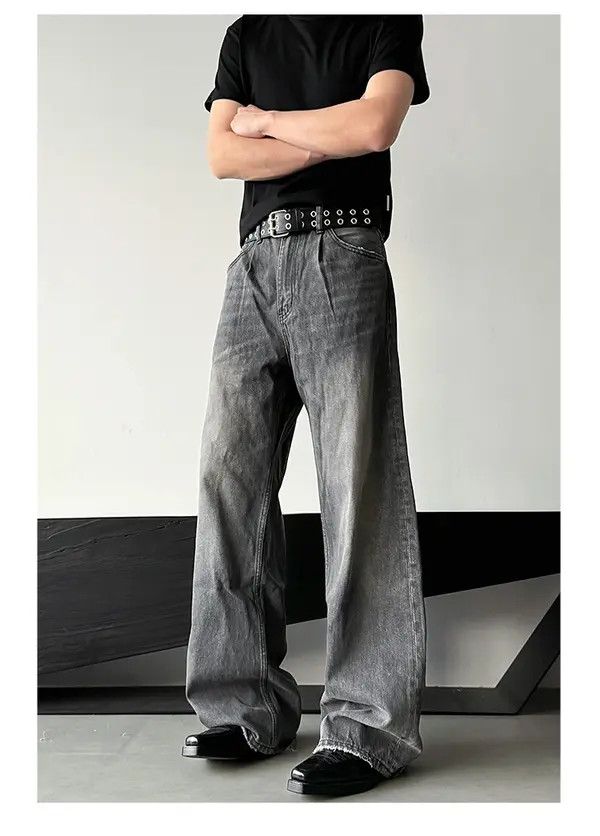 Jean Kobayashi x Mio Baggy Washed Straight Flare Jeans Size US 33 - 3 Thumbnail