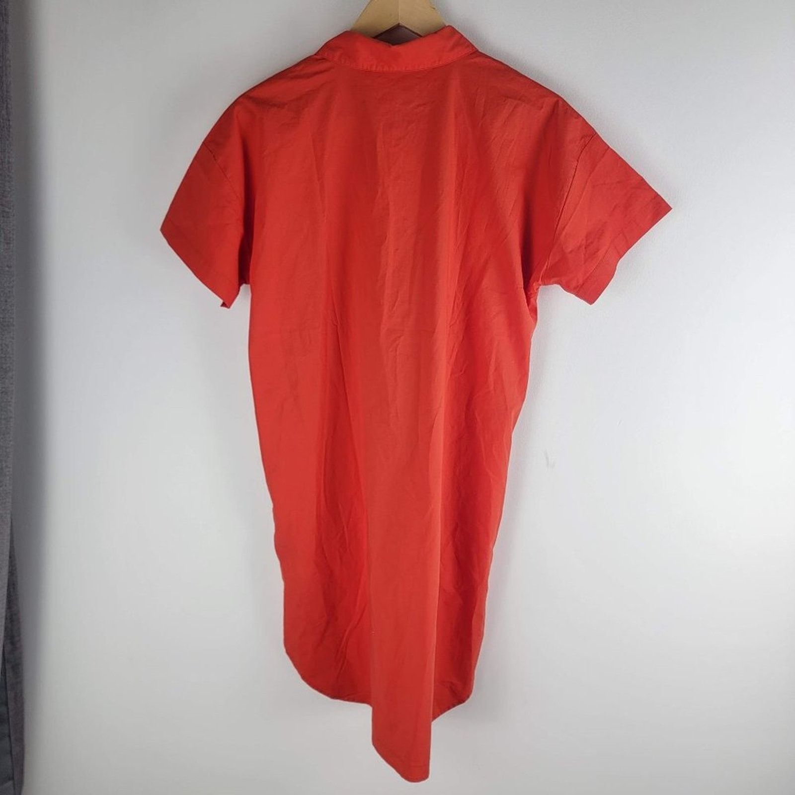 NEW Eileen Fisher Geranium Poplin Shirt Dress Orange SIze PM