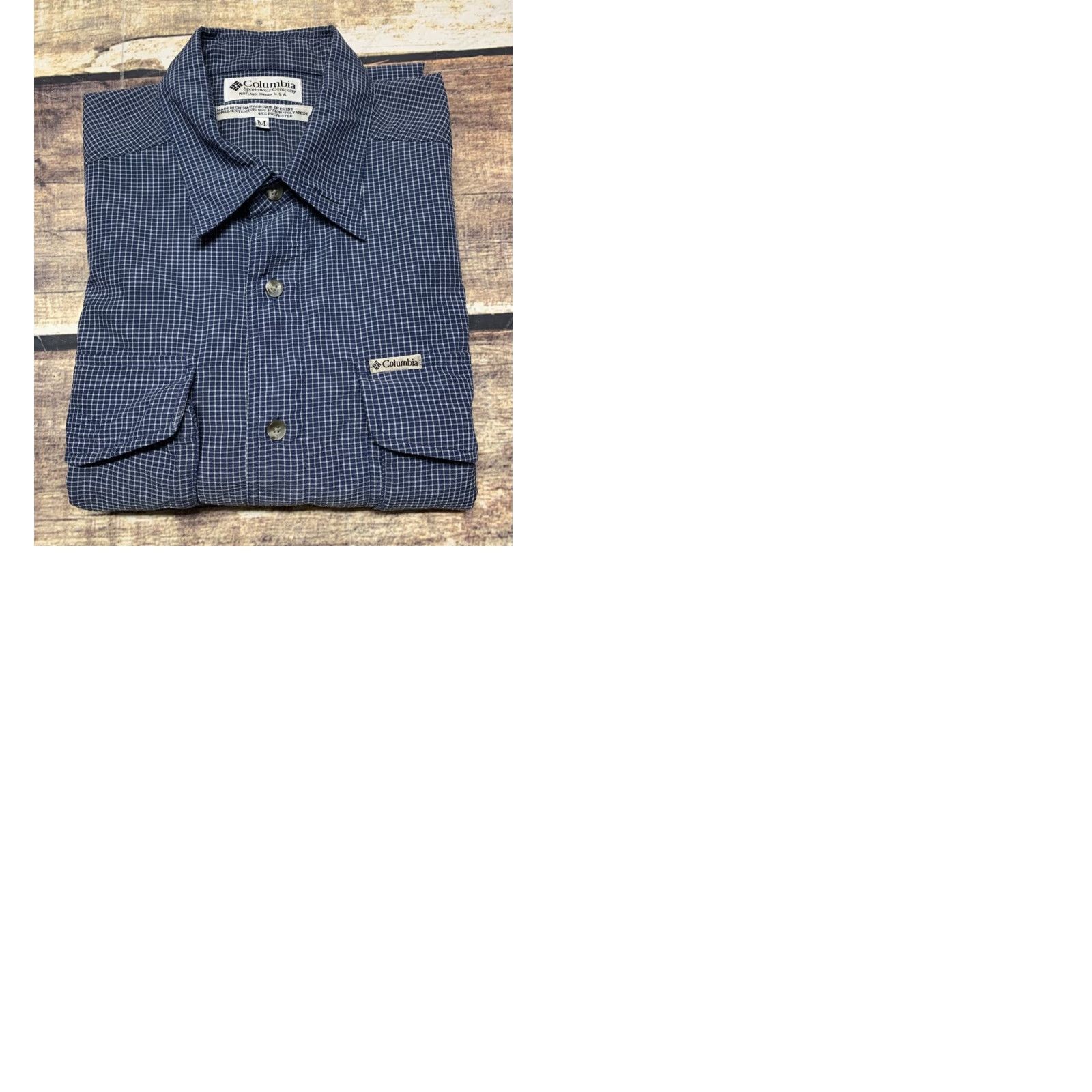 Vintage Columbia GRT Sportswear Mens Short Sleeve Button-Down Blue White Plaid Shirt Size US 31 - 9 Thumbnail