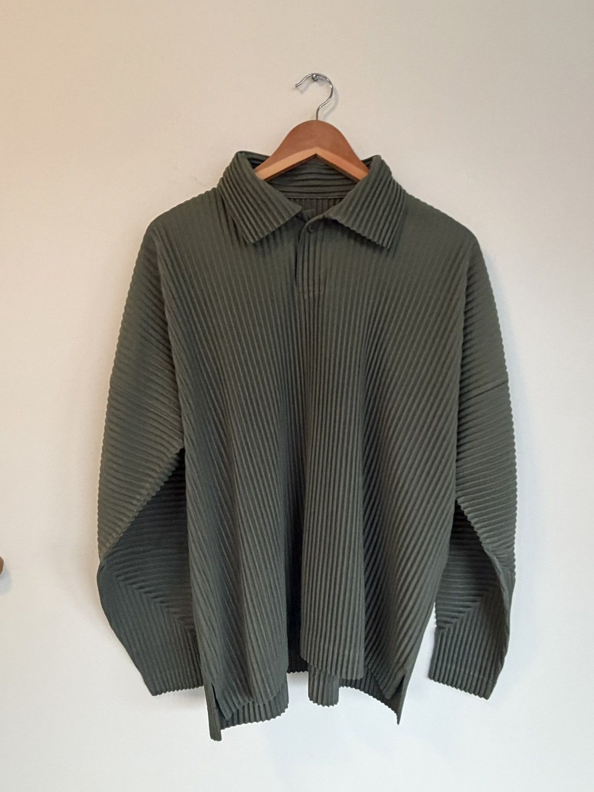 HOMME PLISSE Moss Green Shirt