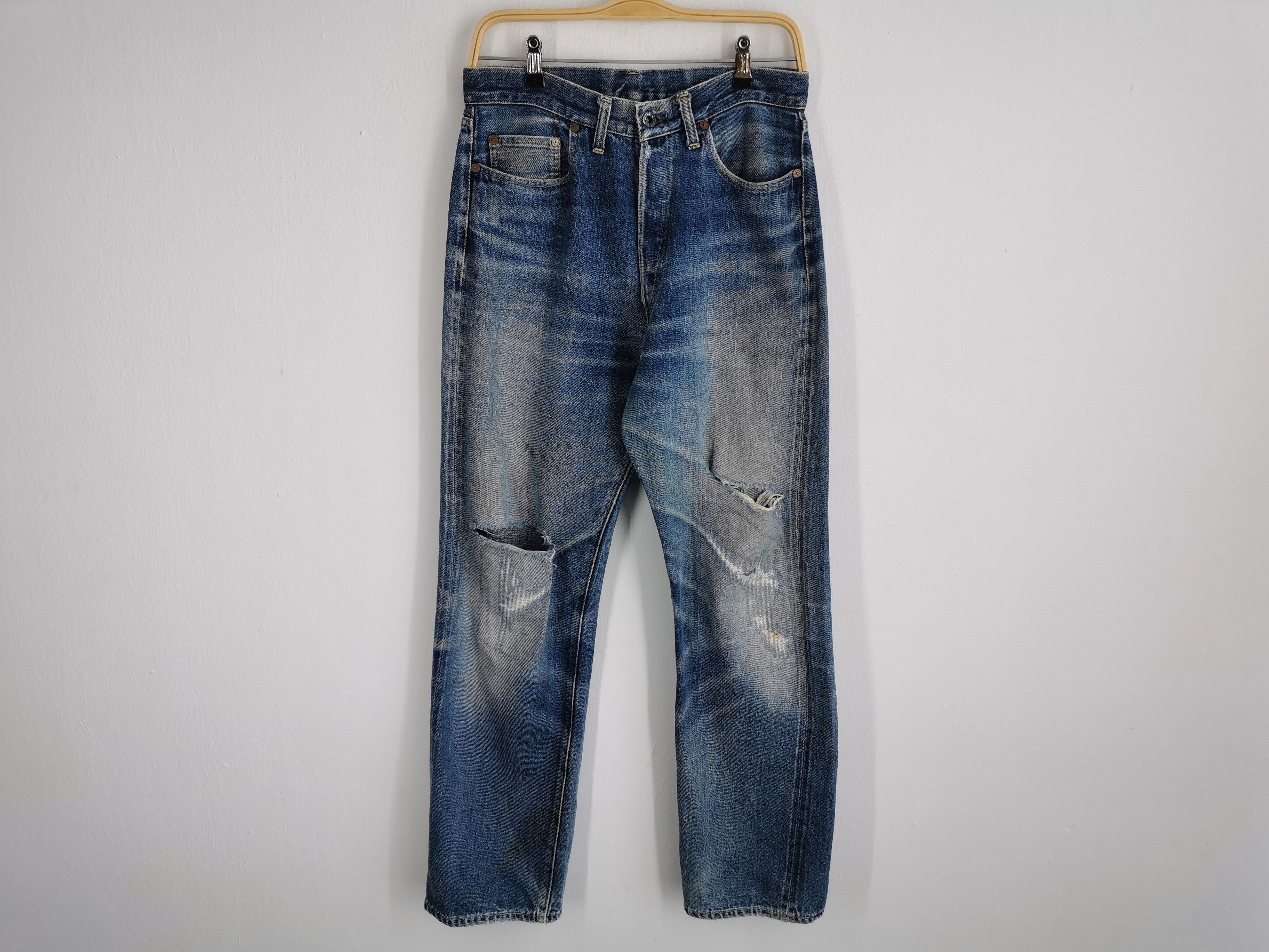 Denime Distressed Vintage Denime Made In Japan Selvedge Denim Size US 30 / EU 46 - 2 Thumbnail