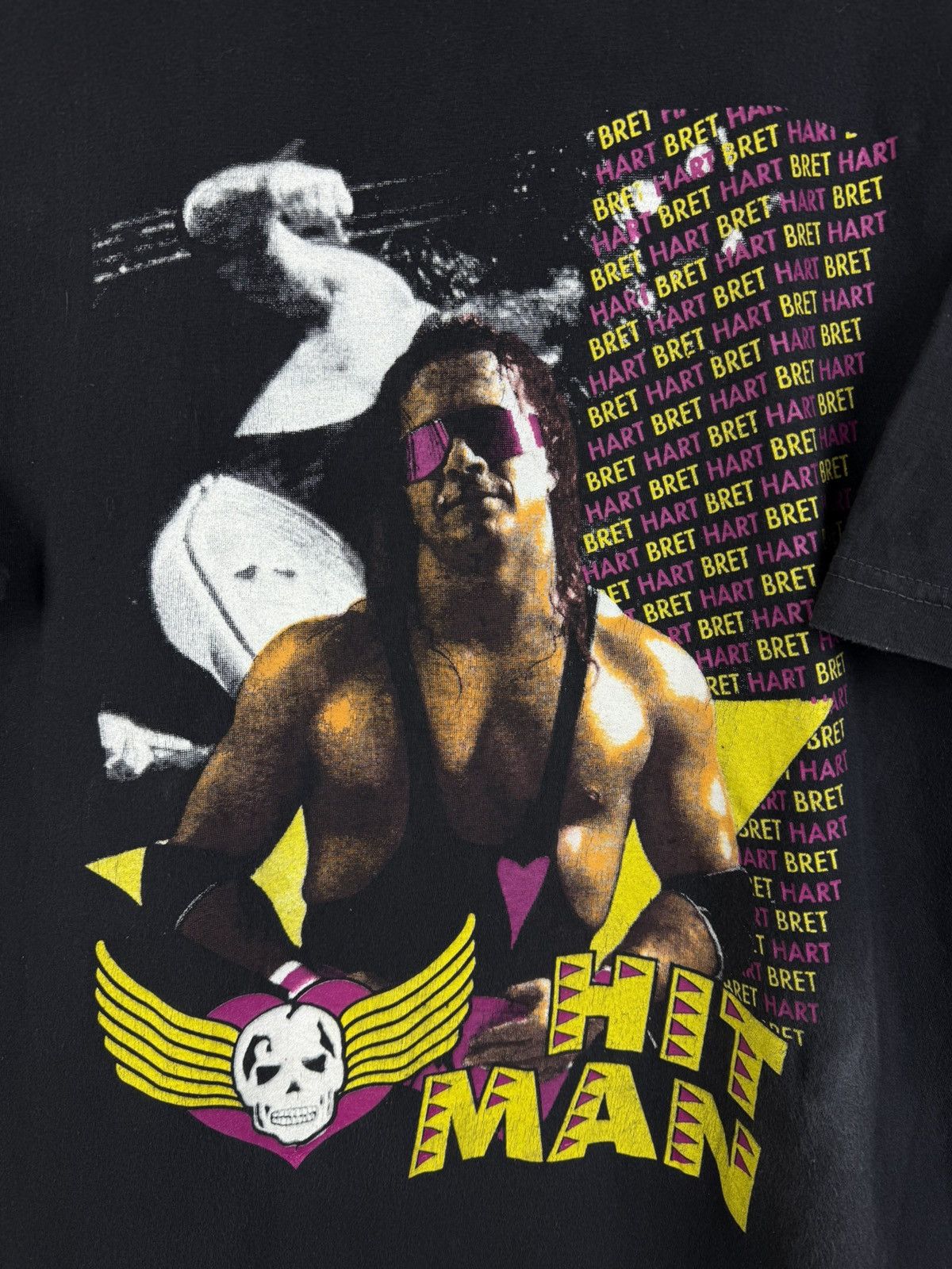 WWE 90s Vintage WWF Bret Hart Hitman WWE Single Stitch T-Shirt Size US L / EU 52-54 / 3 - 2 Thumbnail
