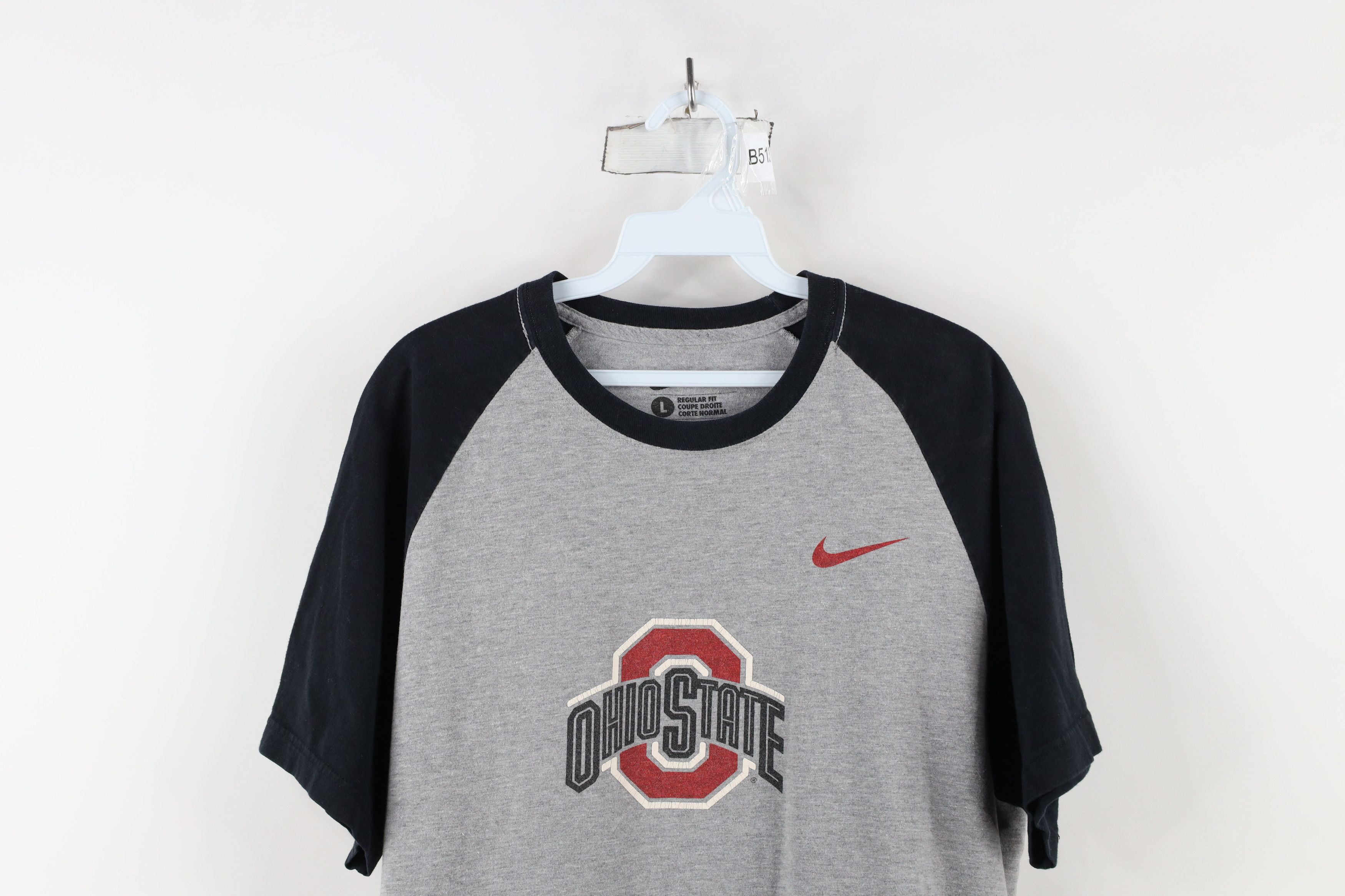 Nike × Vintage Vintage Nike Swoosh Ohio State University Raglan T-Shirt Size US L / EU 52-54 / 3 - 2 Thumbnail