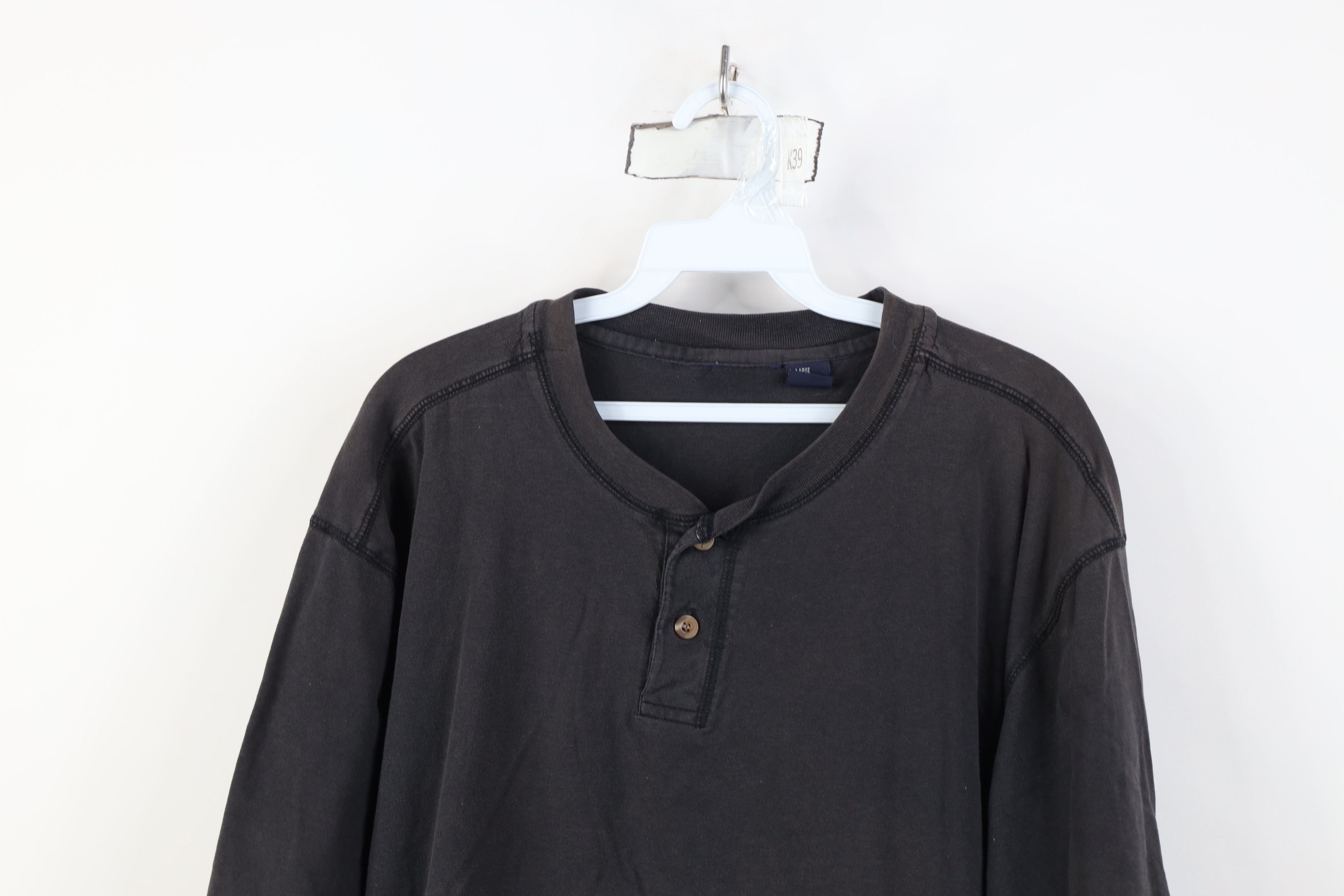 Vintage Vintage 90s Y2K Streetwear Sun Faded Henley T-Shirt Black Size US L / EU 52-54 / 3 - 2 Thumbnail