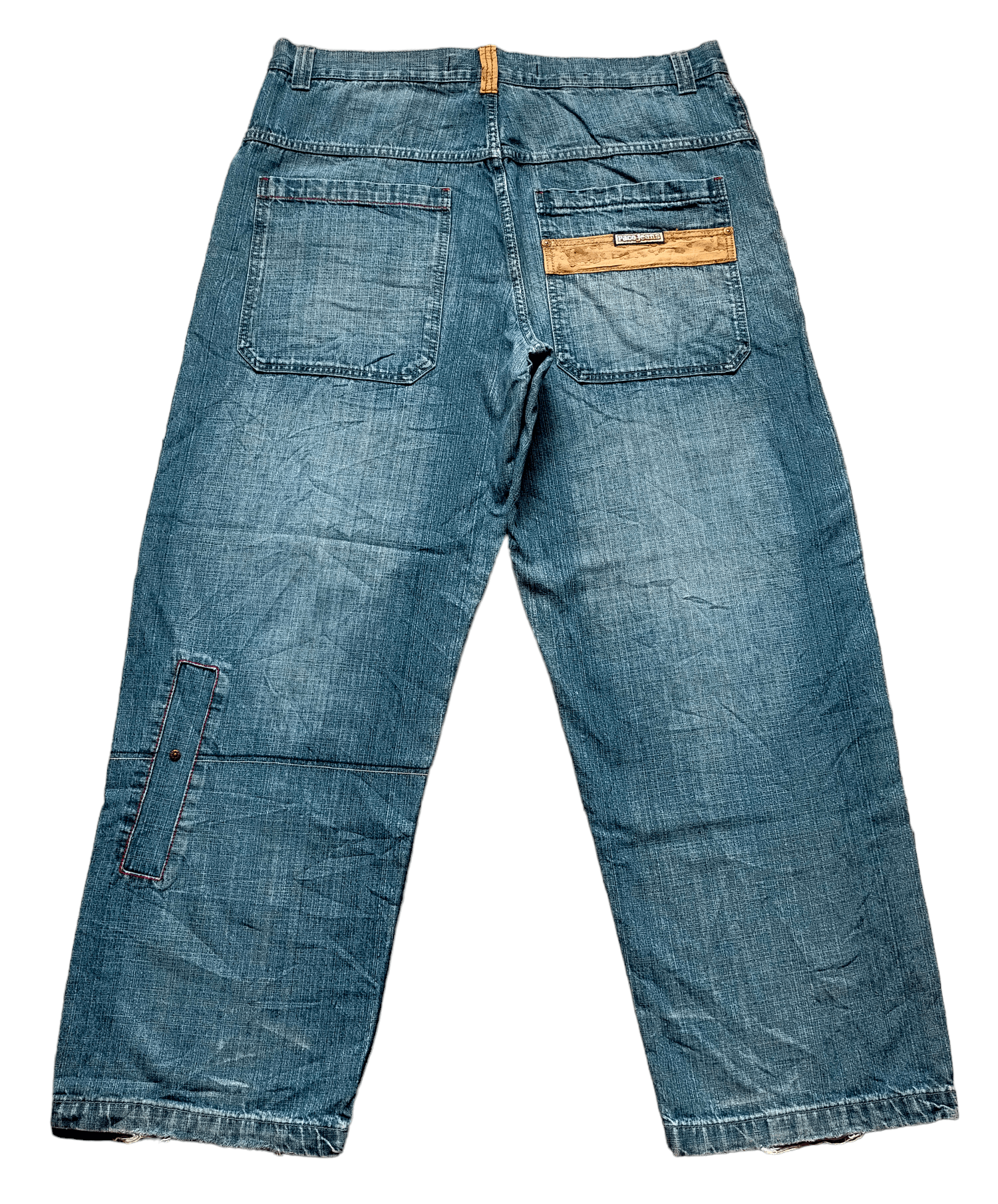 Japanese Brand Paco Jeans Patchwork Embroidered Baggy Jeans Size US 37 - 2 Thumbnail
