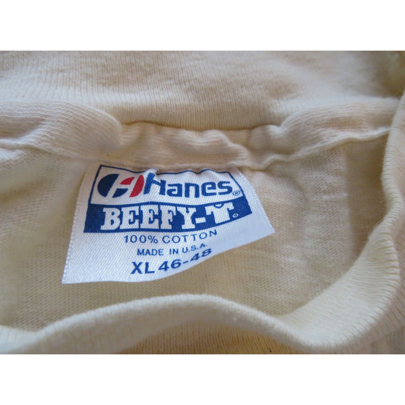 Hanes Funny Hawaiian Body Builder Beige T-shirt Sz L 1980s Size US L / EU 52-54 / 3 - 4 Thumbnail