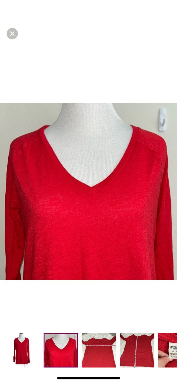 Pink Pink Victoria’s Secret XS red long sleeved tee Size XS / US 0-2 / IT 36-38 - 5 Thumbnail
