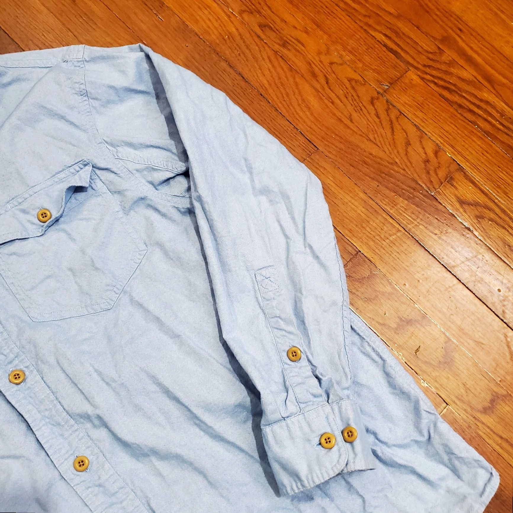 Duluth Trading Company Duluth Trading Co Shirt Mens Large Blue Chambray Button Down Long Sleeve Casual Workwear Size US L / EU 52-54 / 3 - 3 Thumbnail