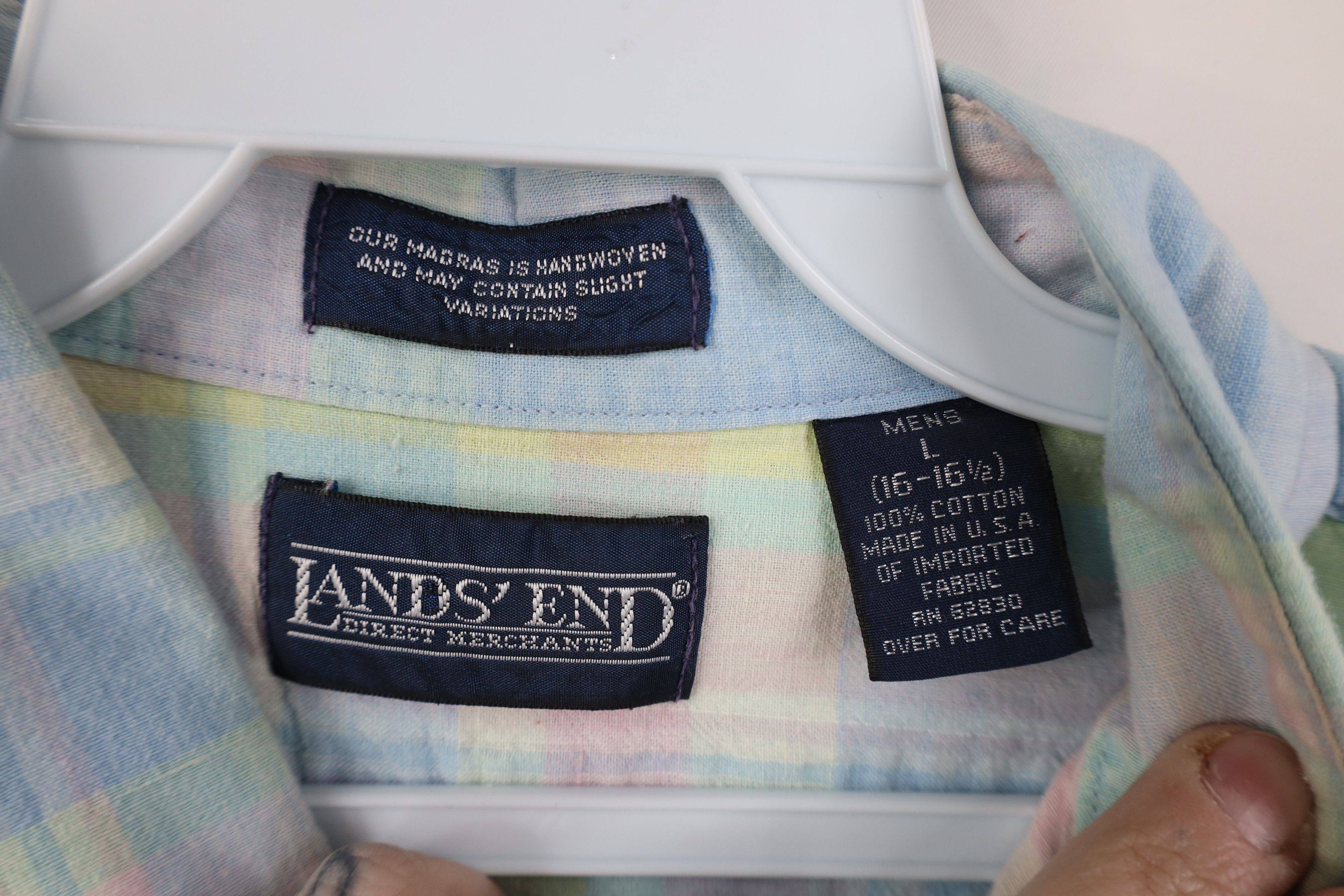 Lands' End Vintage 90s Lands End Madras Plaid Button Down Shirt USA Size US L / EU 52-54 / 3 - 8 Thumbnail