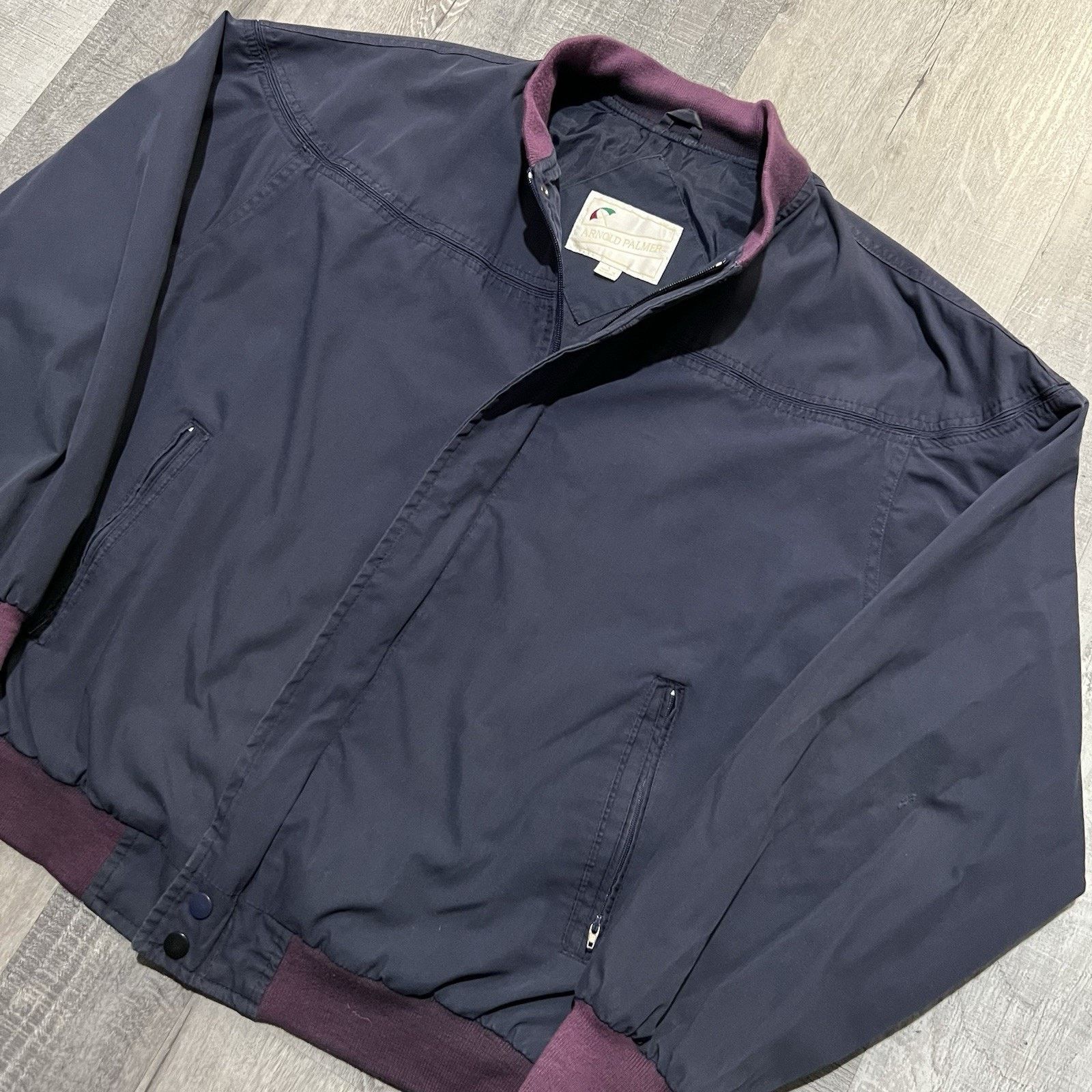 Vintage VTG Arnold Palmer Bomber Jacket Navy Bi-Swing Golfing Preppy Size US L / EU 52-54 / 3 - 3 Thumbnail