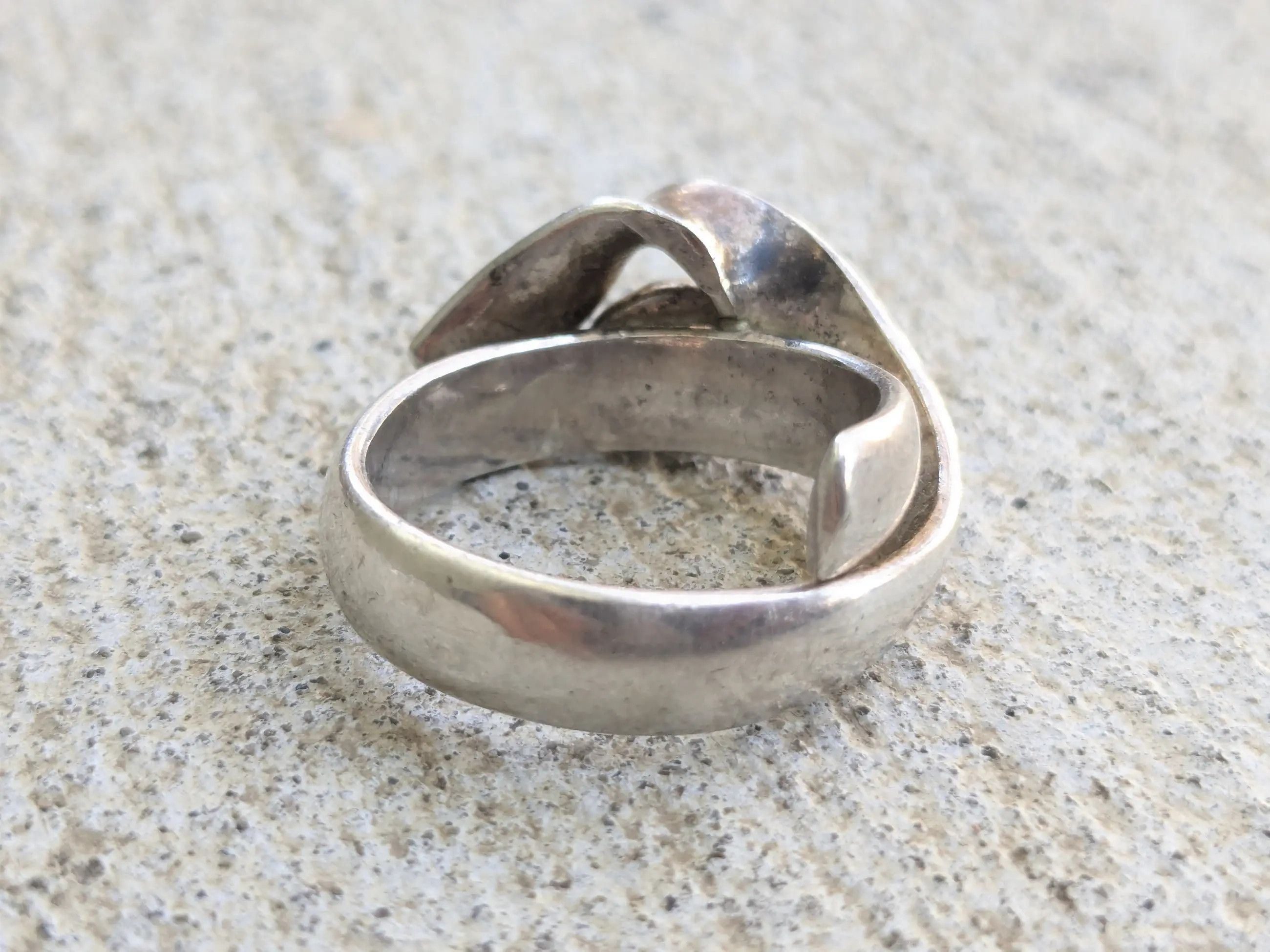 Jewelry × Vintage Vintage Sterling Silver Ring Malachite 10 Modern Abstract Size ONE SIZE - 7 Thumbnail