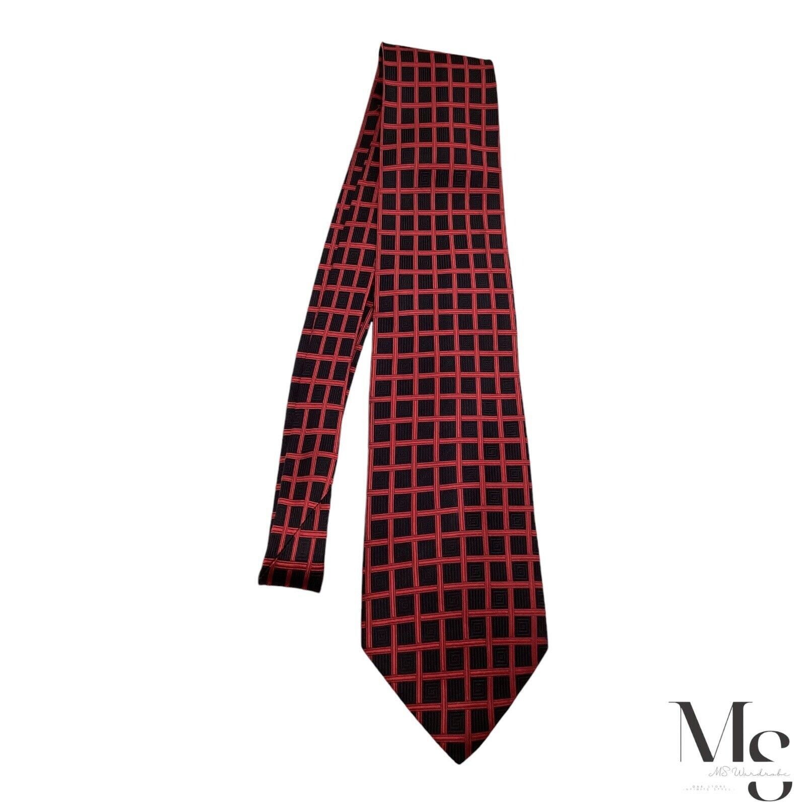 Other ECHO XL Red & Black Geometric Silk Tie Hand Tailored In Ital Size ONE SIZE - 6 Thumbnail