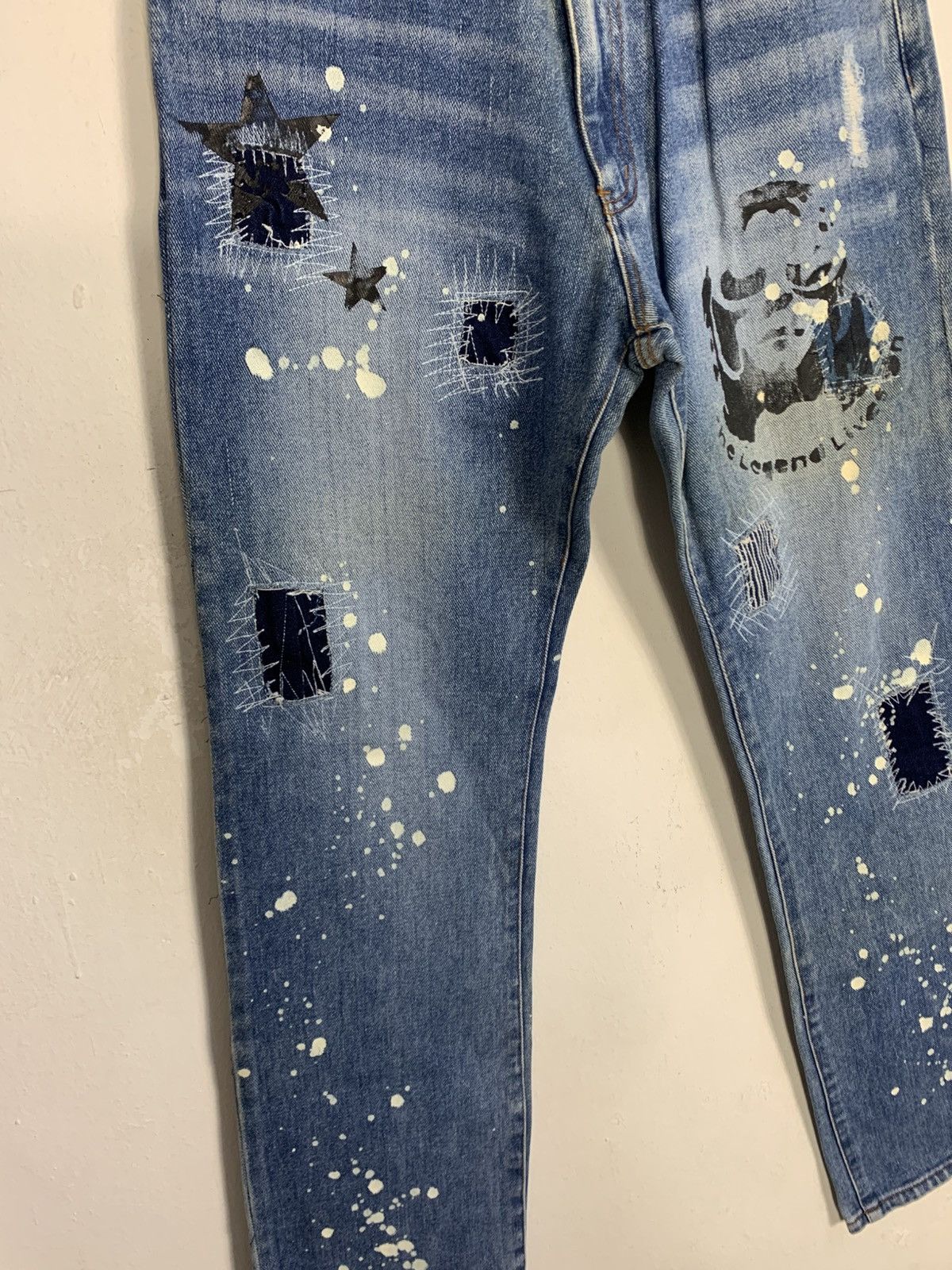 Japanese Brand Kurt Cobain Paint Splash Printed Jtu Classic Denim Jeans Size US 28 / EU 44 - 6 Thumbnail