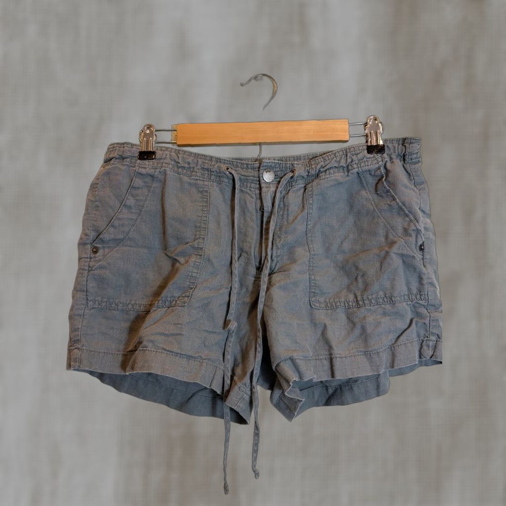 Gap Gap Chino Shorts Women's 10 Linen Cotton Olive Drawstring 34x4 Regular Green Size 32" / US 10 / IT 46 - 1 Thumbnail