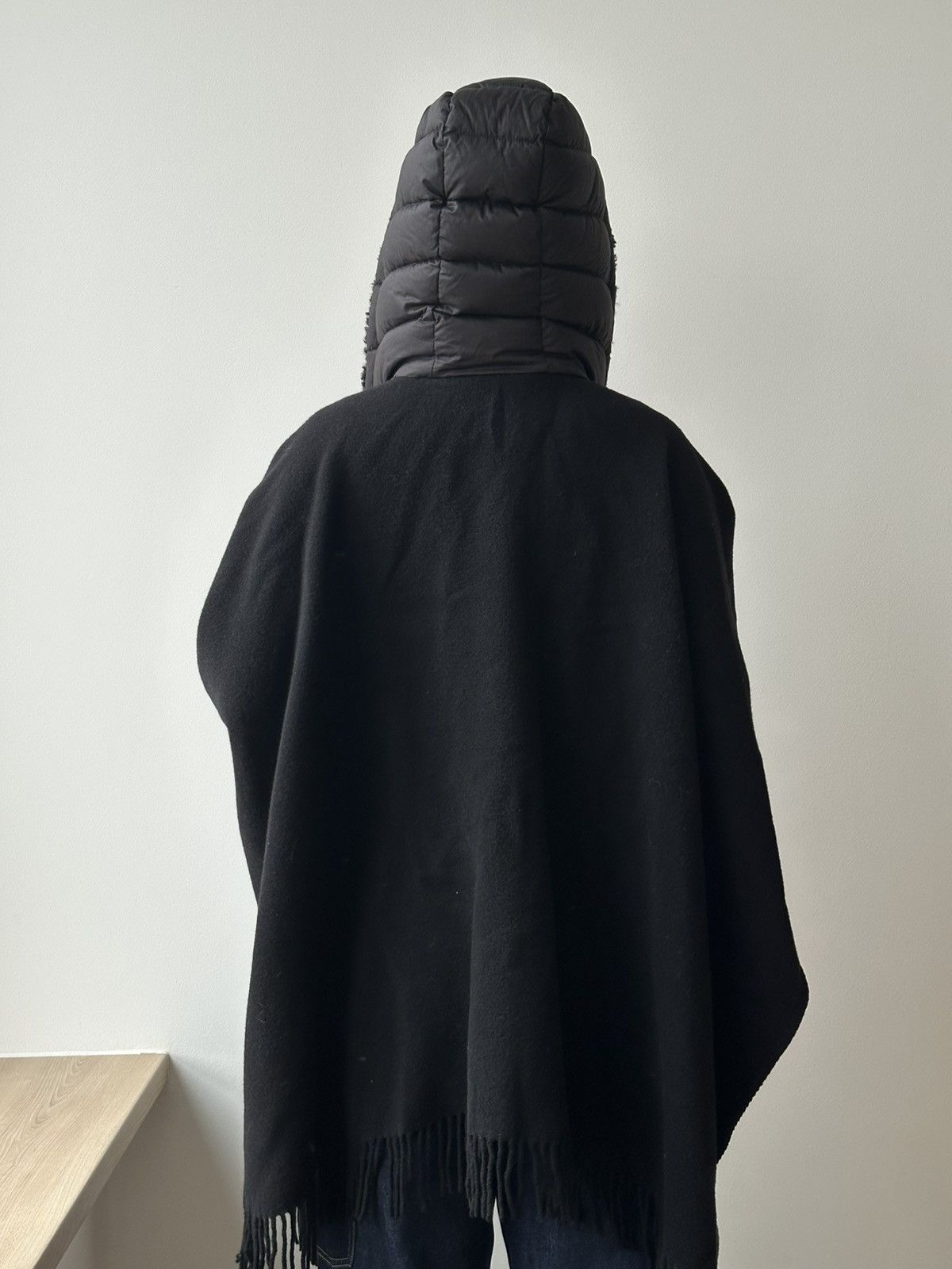 Moncler Moncler Mantella Wool Down Nylon Hood Poncho Black Coat Size ONE SIZE - 3 Thumbnail