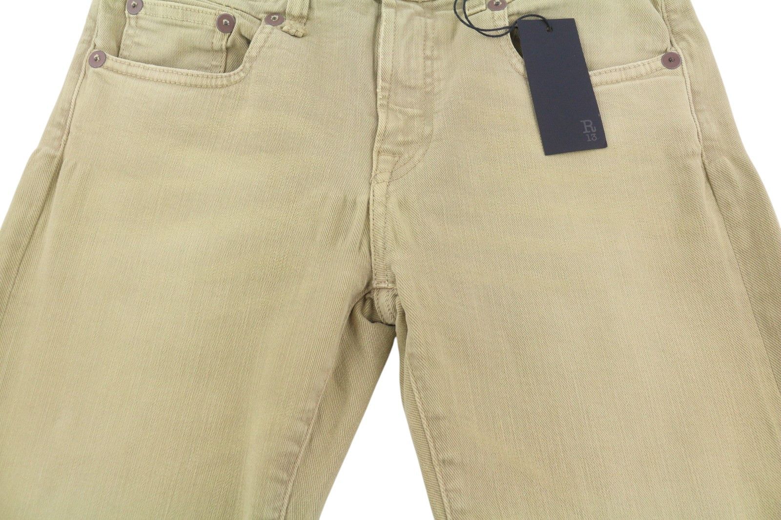 R13 BOY STRAIGHT 28 Khaki Stretch Washed Ankled Light 86308 Size 28" / US 6 / IT 42 - 12 Thumbnail