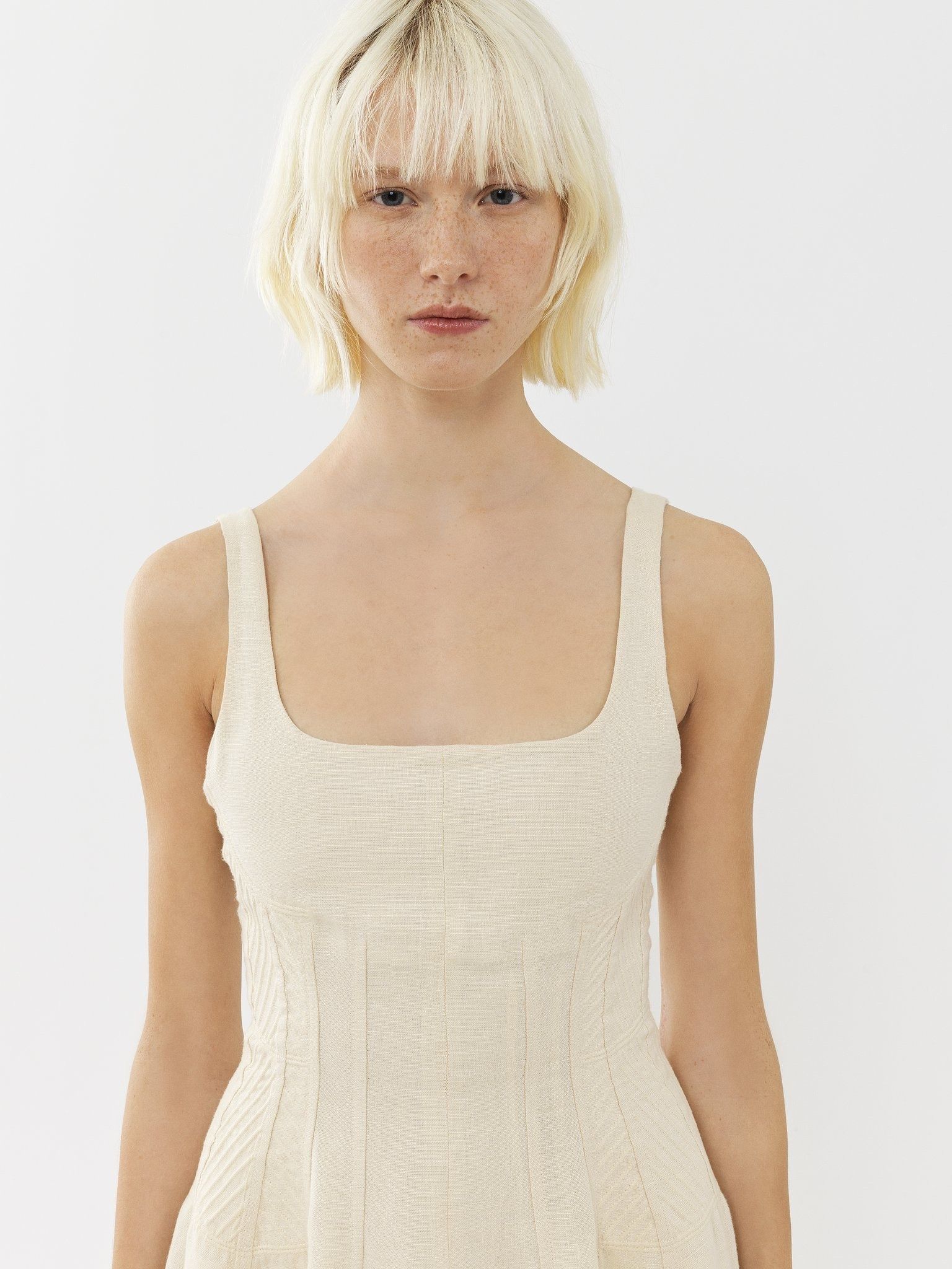 Chloe o1loc1c10425 Sleeveless Midi Dress in Coconut Milk Size M / US 6-8 / IT 42-44 - 6 Thumbnail