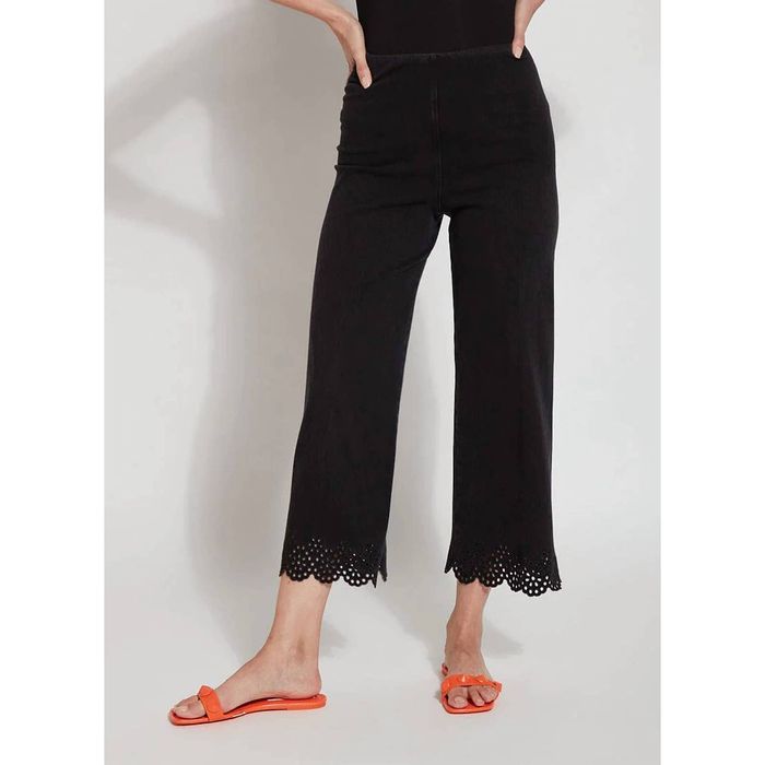 Eyelet Embroidered Wide-Leg Cotton Pants main image 1