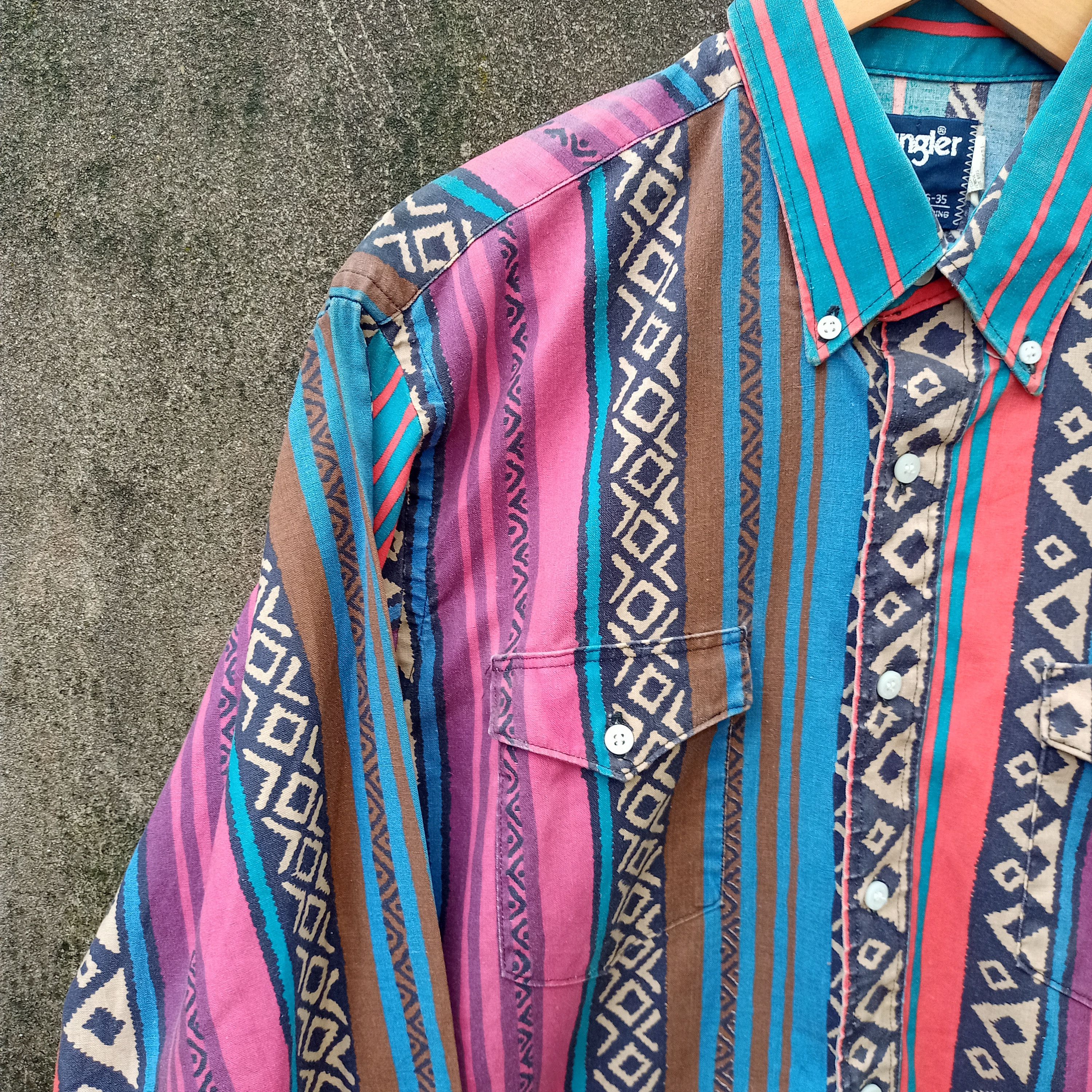 Vintage × Wrangler VINTAGE Wrangler stone Button Up SHIRT Size US L / EU 52-54 / 3 - 3 Thumbnail