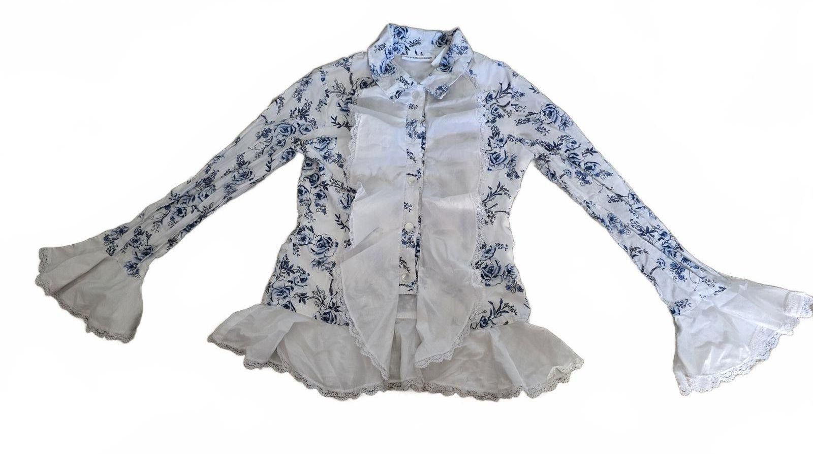 Other Vintage Mary-Kate and Ashley White Blue Floral Top Small Y2K Size S / US 4 / IT 40 - 5 Thumbnail
