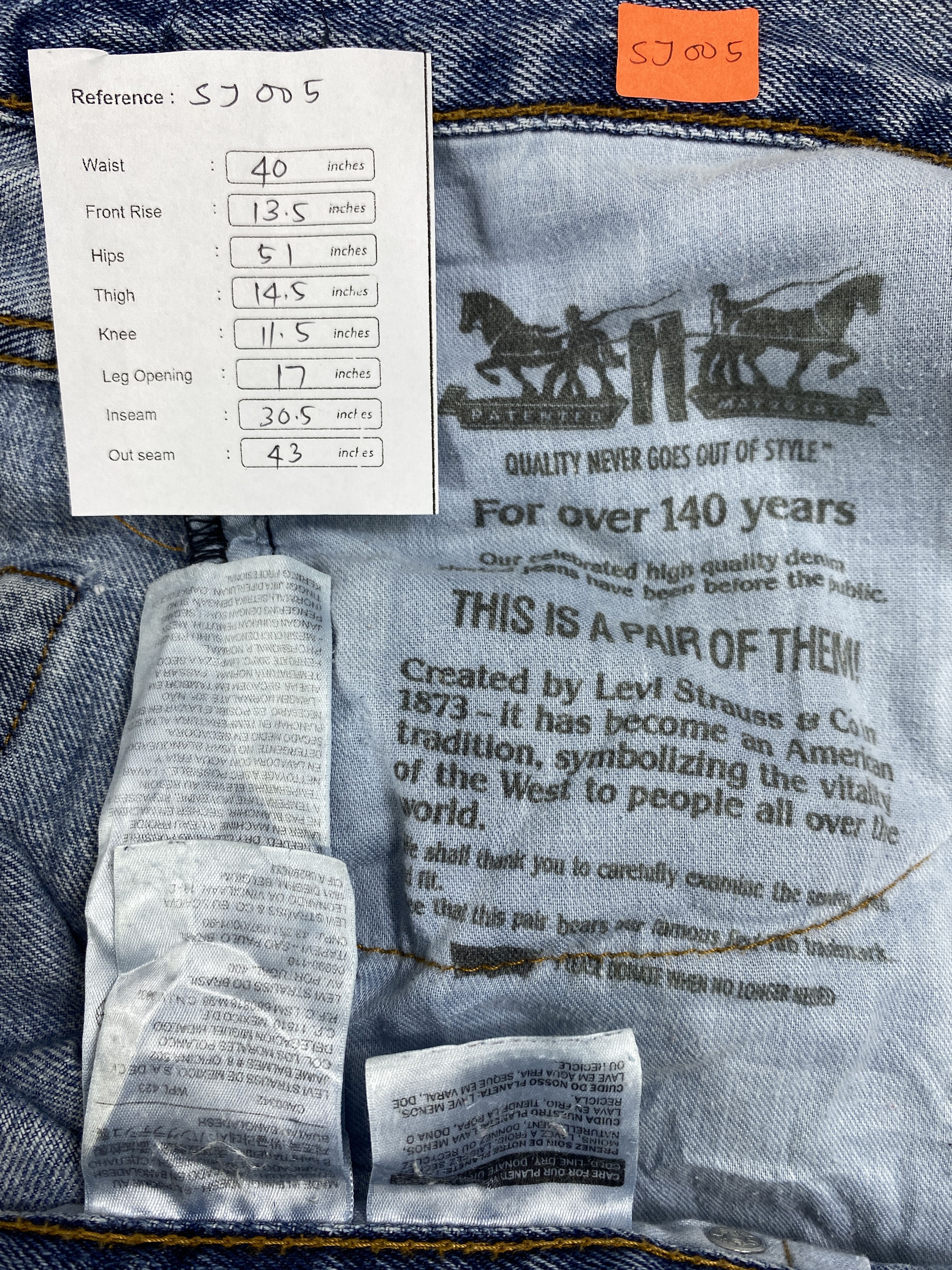 Levi's Blue Vintage Levi's 550 Jeans 40x30.5 Denim -SJ005 Size US 40 / EU 56 - 8 Thumbnail