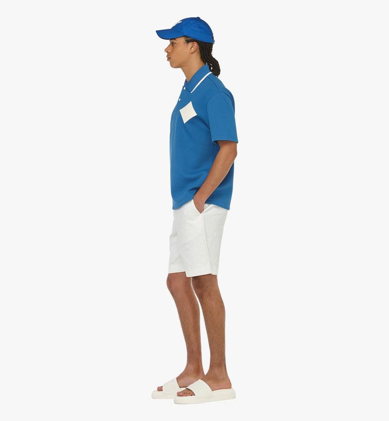 MCM o1mt1gz0126 Logo Patch Piqué Polo Shirt in Blue Size M / US 6-8 / IT 42-44 - 4 Thumbnail