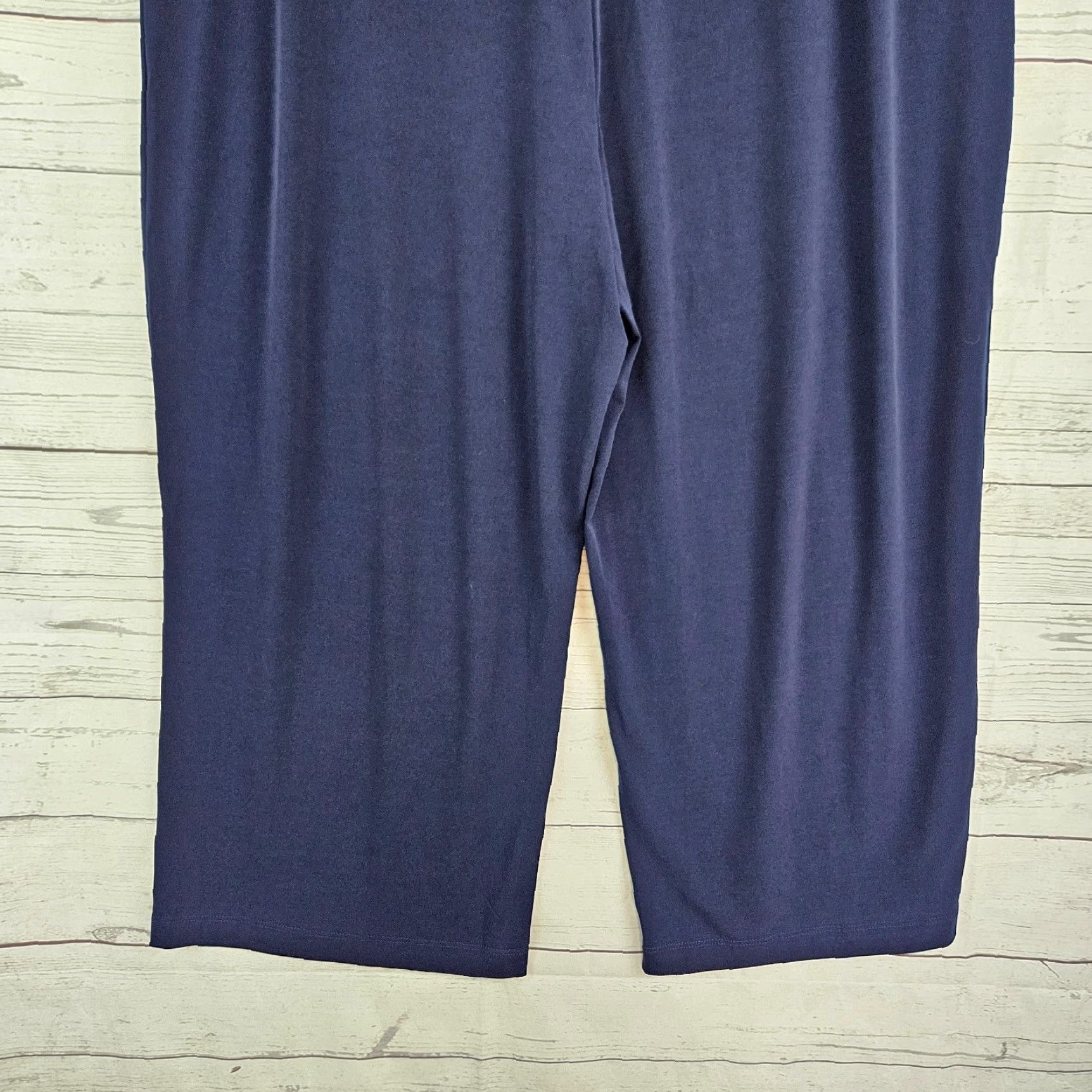 Vintage SUSAN GRAVER Womens Cropped Pants Sz XLP Blue High Rise Pull On Front Flat Front Inseam 23 Style Cropped Size 40" / US 18 - 5 Thumbnail