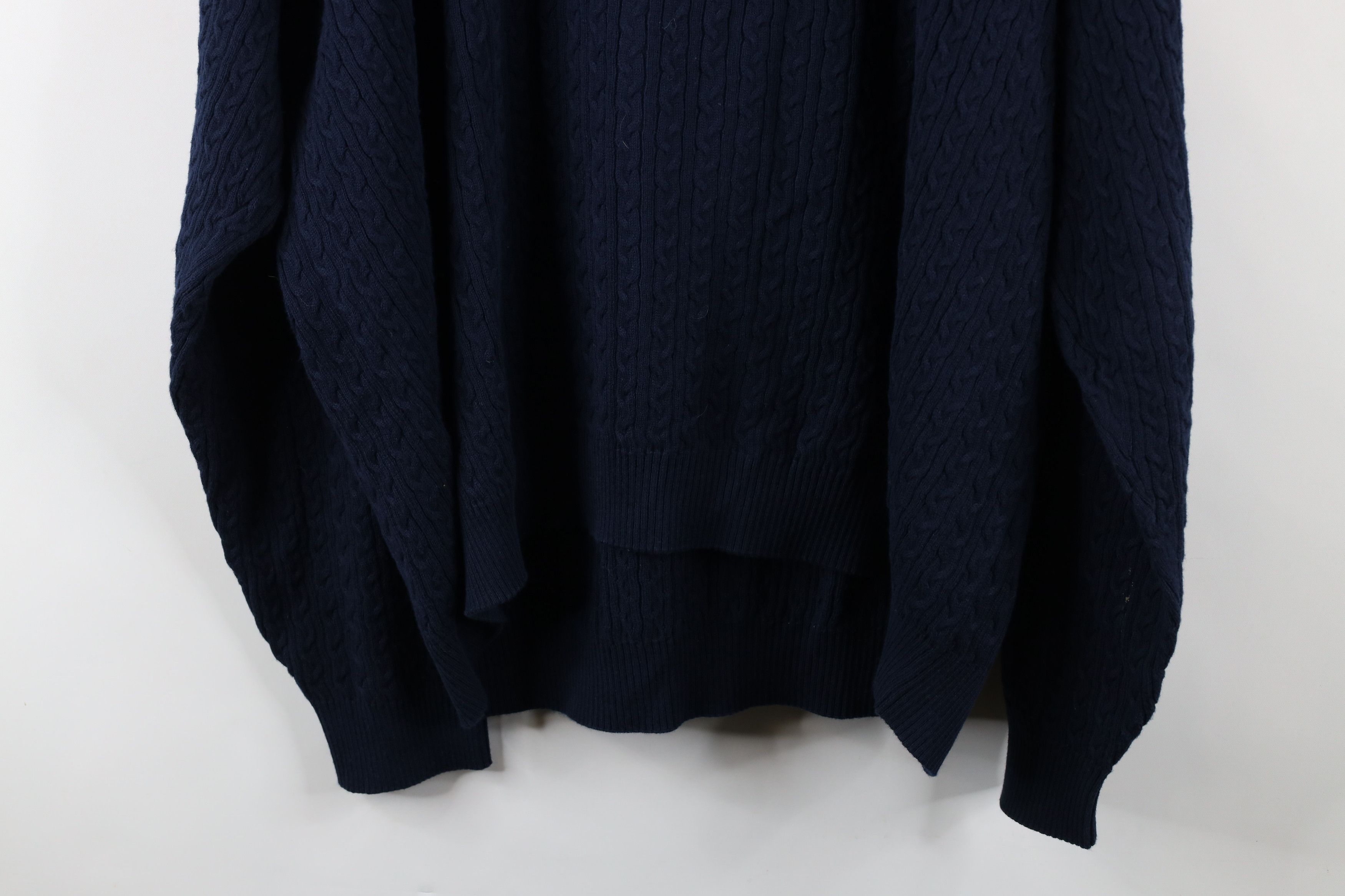 Vintage Vintage 90s Streetwear Cotton Cable Knit V-Neck Sweater Blue Size US XXL / EU 58 / 5 - 9 Thumbnail