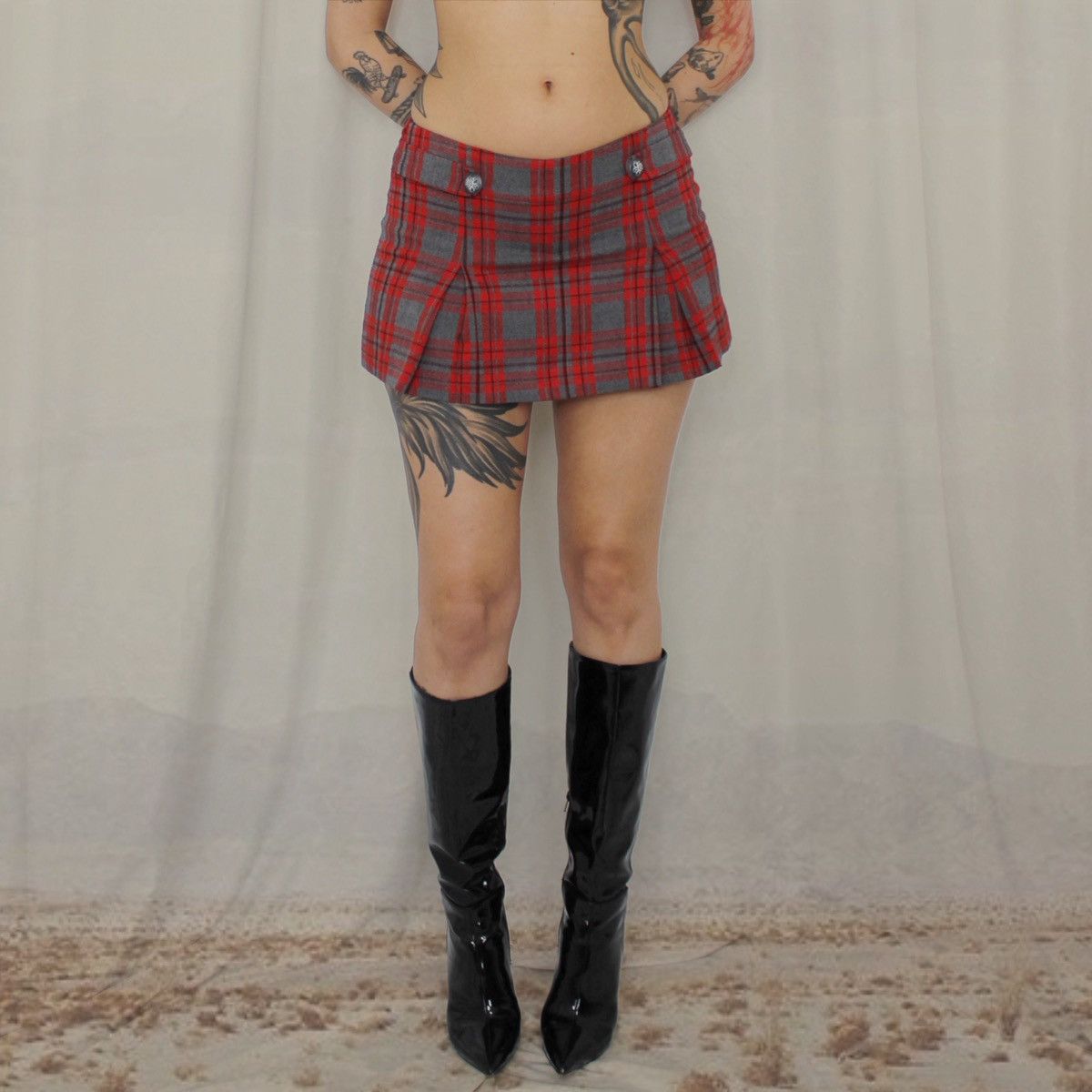 Other 🦌GREY TARTAN MINISKIRT🦌 Size 26" / US 2 / IT 38 - 1 Thumbnail