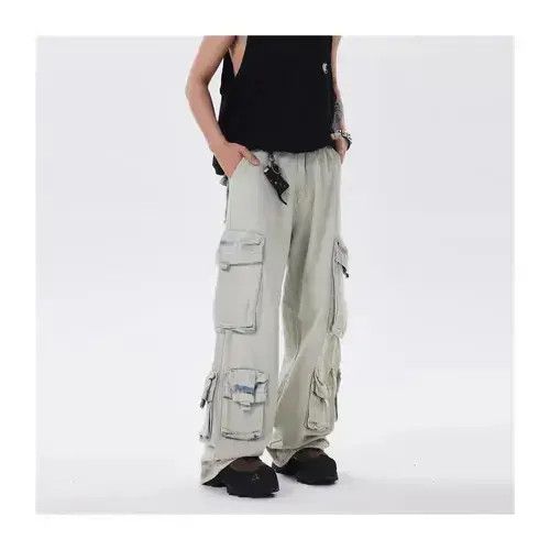 Japanese Brand Baggy Cargo Blue Denim Jeans Size US 32 / EU 48 - 4 Thumbnail