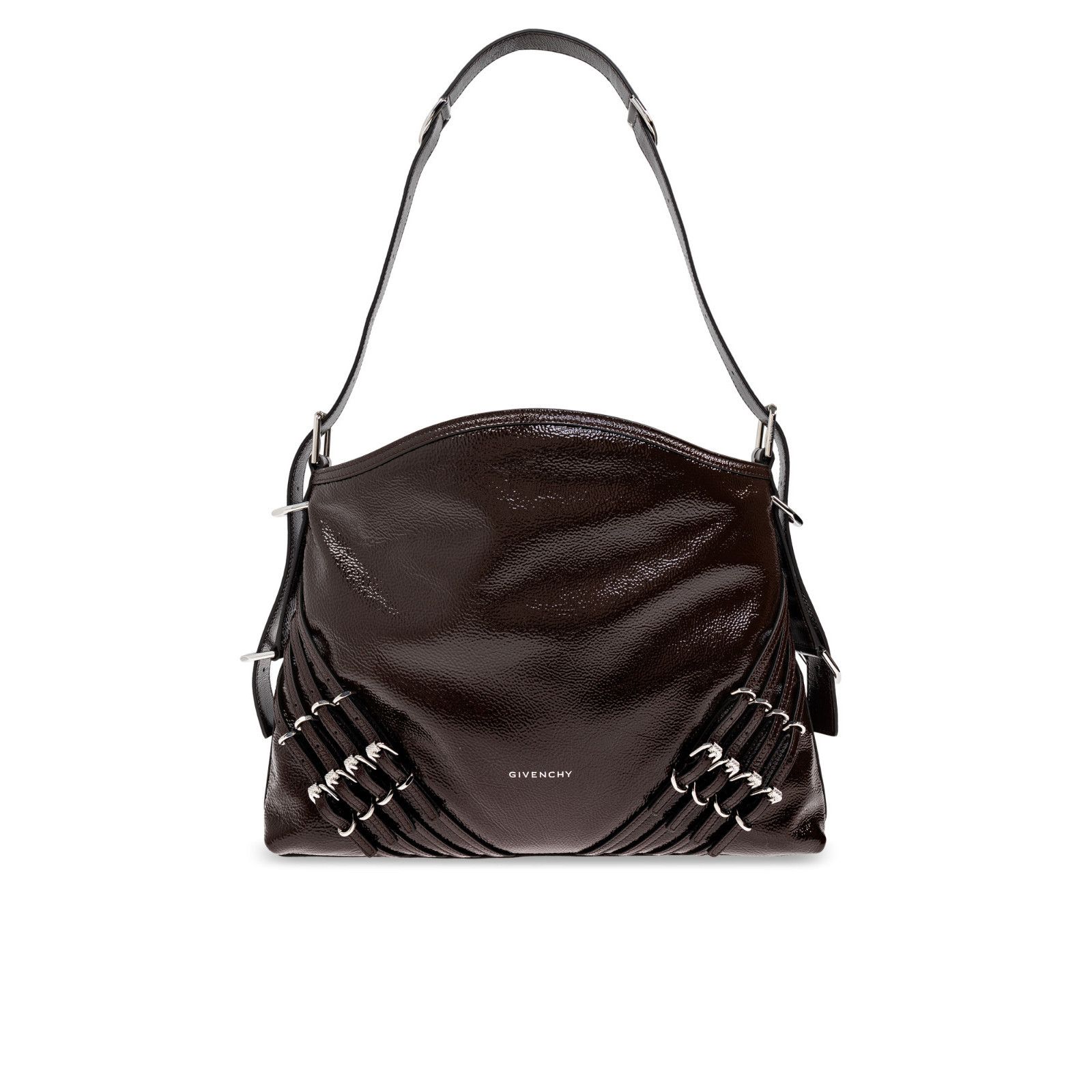 GIVENCHY Shopper Strappy Brown Shiny Leather Handbag New And