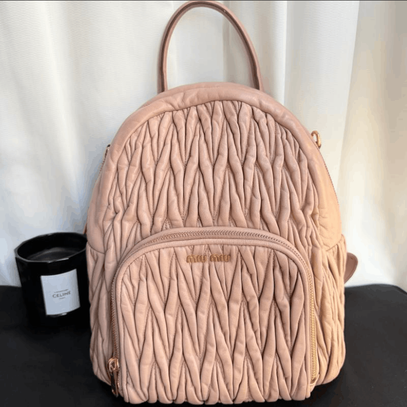 Miu Miu Miu Miu Crinkled Lambskin Backpack Size ONE SIZE - 1 Thumbnail