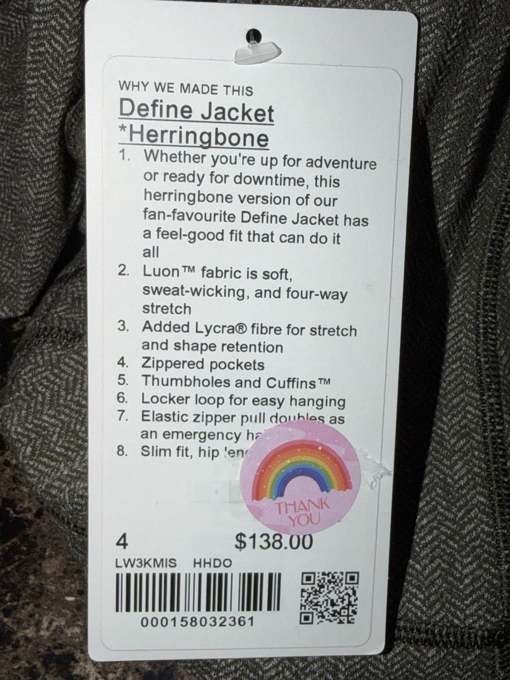 Lululemon LULULEMON DEFINE JACKET HERRINGBONE DARK OLIVE BROWN SZ 4 Size S / US 4 / IT 40 - 7 Thumbnail