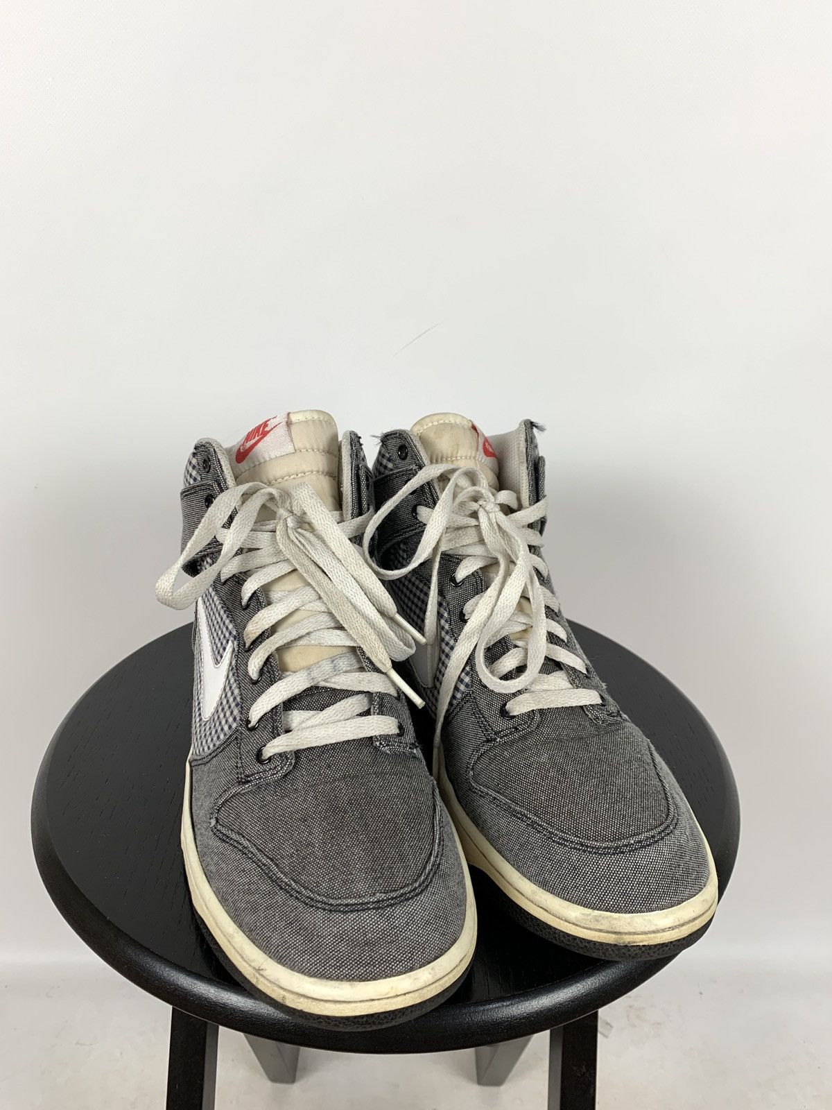 Nike Rare Nike High Dunk Checkered Denim Sneakers Size US 11 / EU 44 - 6 Thumbnail